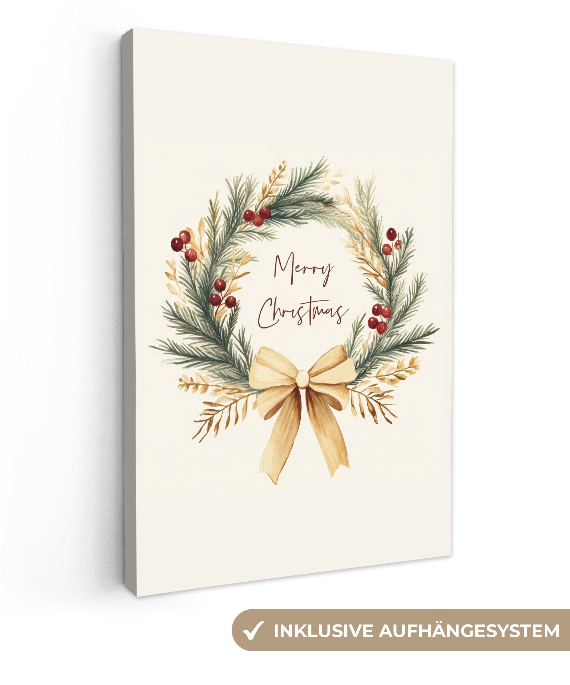 OneMillionCanvasses® Leinwandbild Weihnachtskranz - Weihnachten - Gold - Be günstig online kaufen