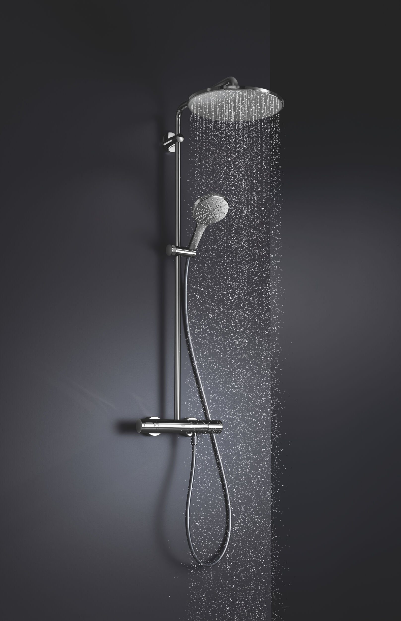 Grohe Duschsystem Rainshower SmartActive 310, Höhe 111.8 cm, Mit Thermostatbatterie Rund mit Mono Kopfbrause