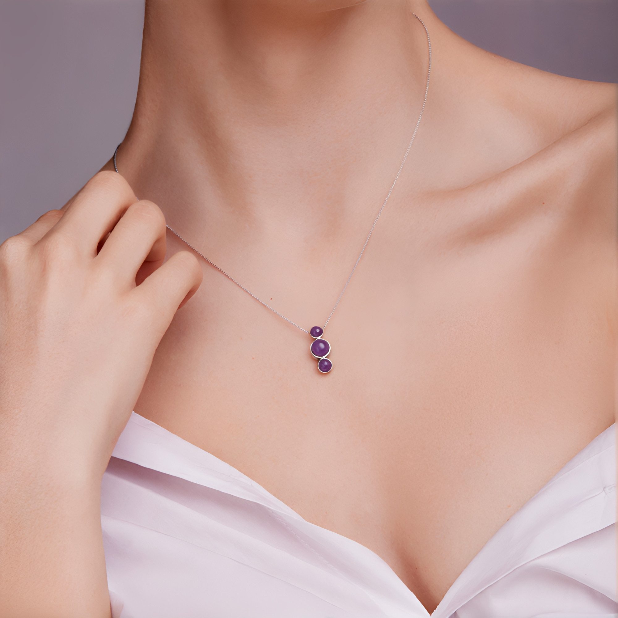Cavill Kettenanhänger Lepidolith Anhänger 925 Silber, 5,85 ct Lavendel Cabochon (1-tlg)