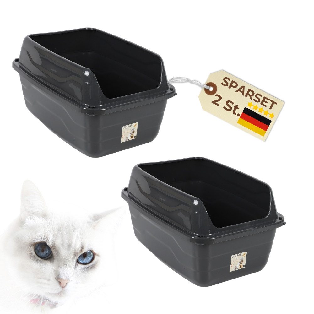 Katzentoilette 2x Katzenklo mit hohem Rand Schwarz Katzentoilette XXL ohne Deckel