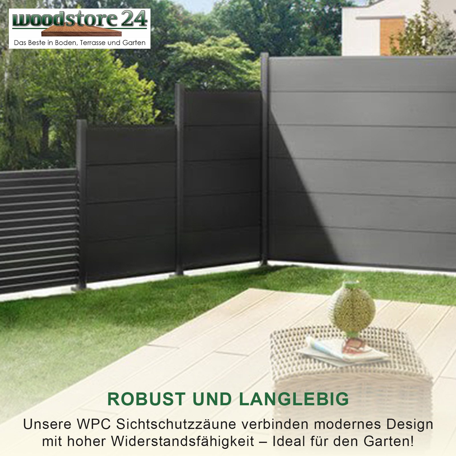 Woodstore24 Zaun WoodoZaun WPC Gartenzaun gebürstete günstig online kaufen