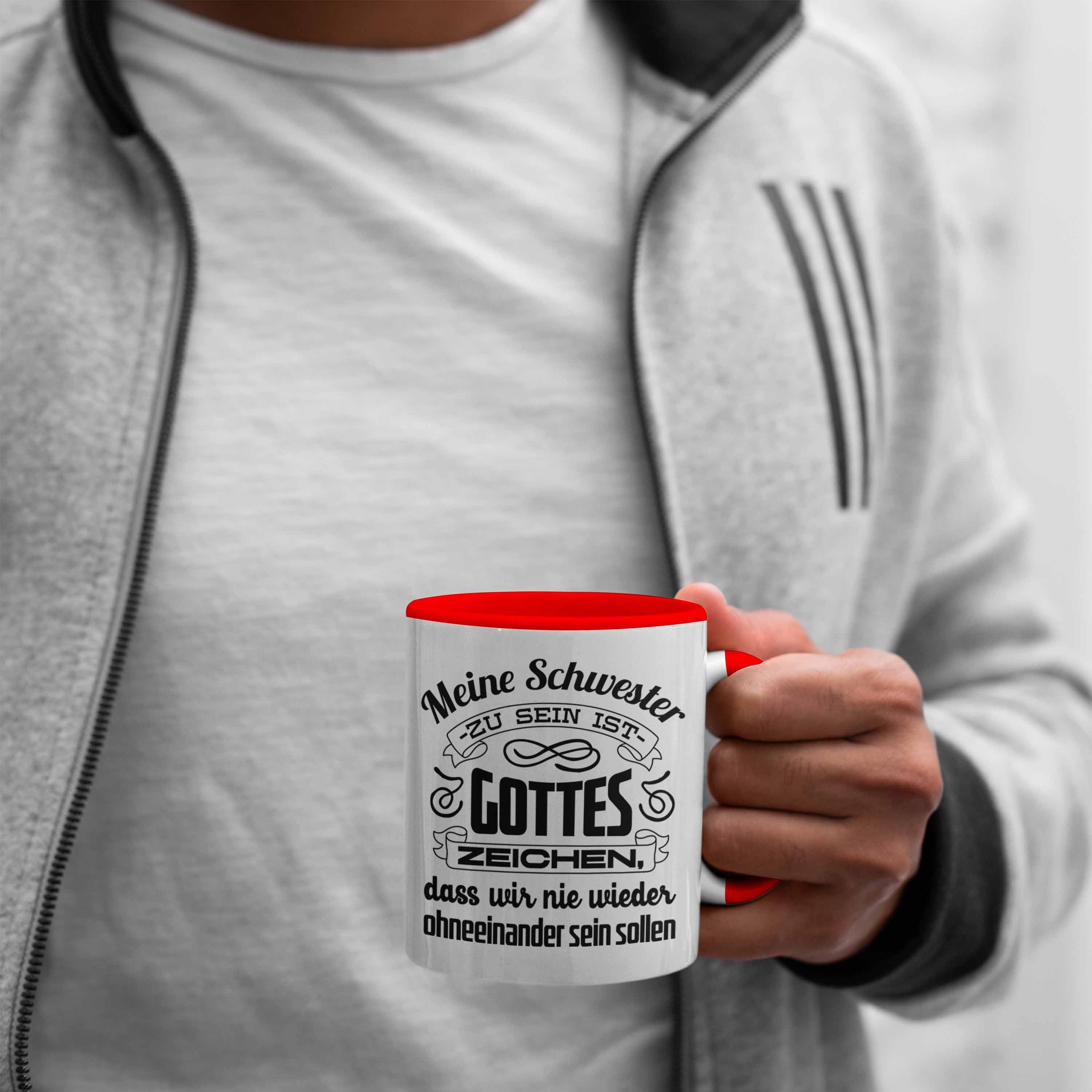 mit Schwester Geburtstag Spruch Trendation - Tasse Geschenkidee Schwester Tasse Schwester Rot von Trendation Beste