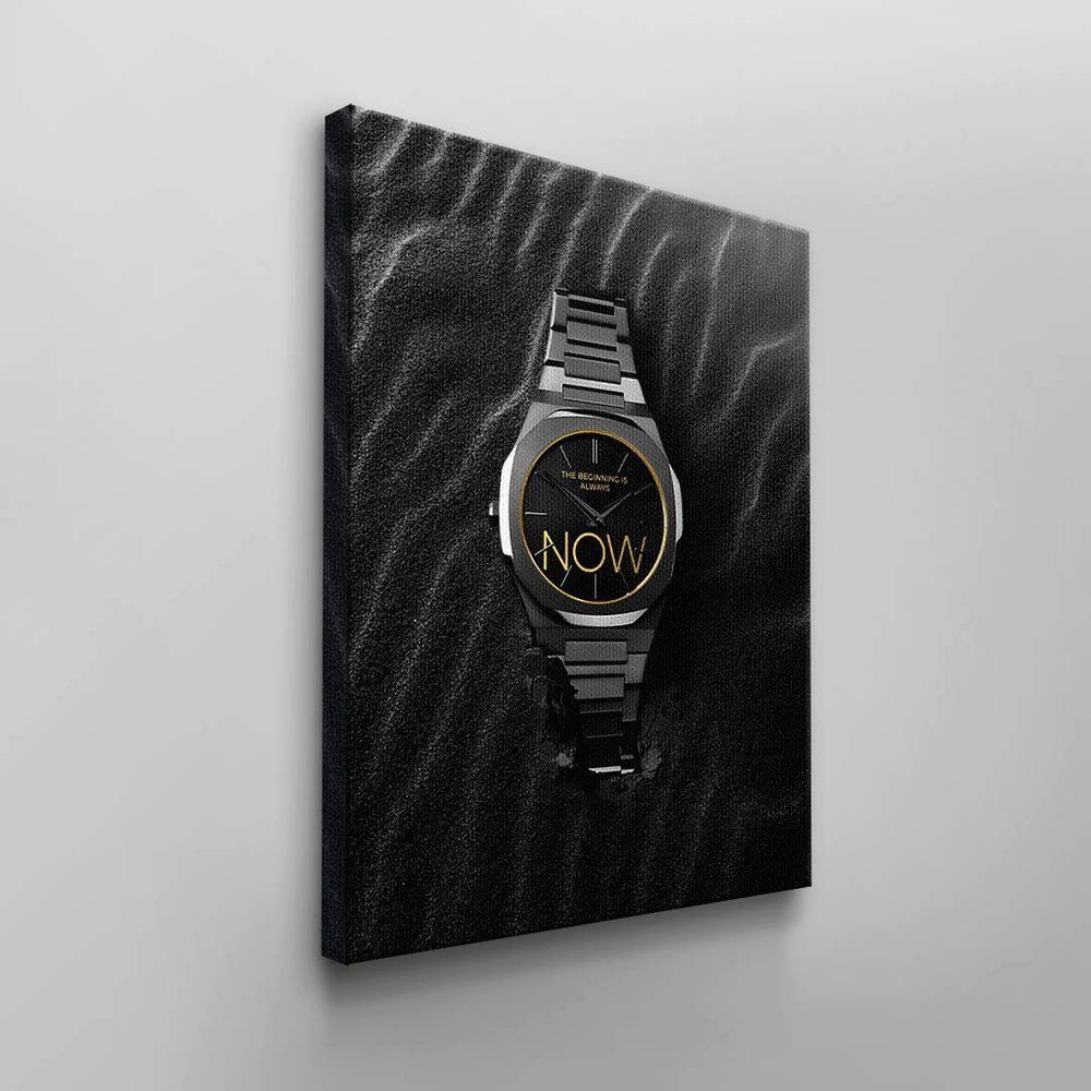 DOTCOMCANVAS® Leinwandbild, GRAPHIT, Premium Leinwandbild Rahmen schwarzer Uhren Attitude Pure Motiv 