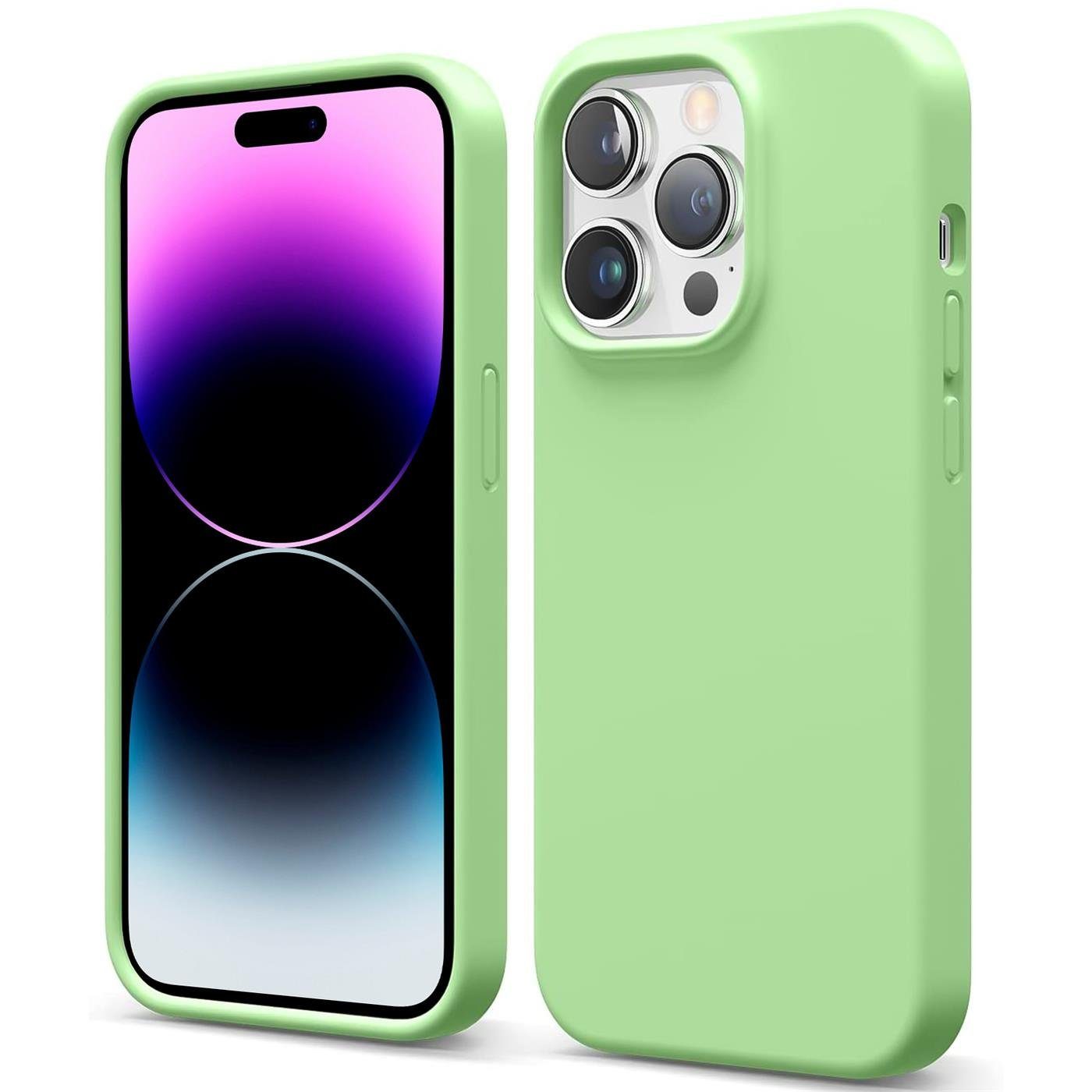 CoolGadget Handyhülle Silikon Case für das iPhone 14 Pro Slim TPU Cover 6,1 Zoll, Weiche Schutz Hülle mit Innen Fleece aus Stoff Handy Tasche