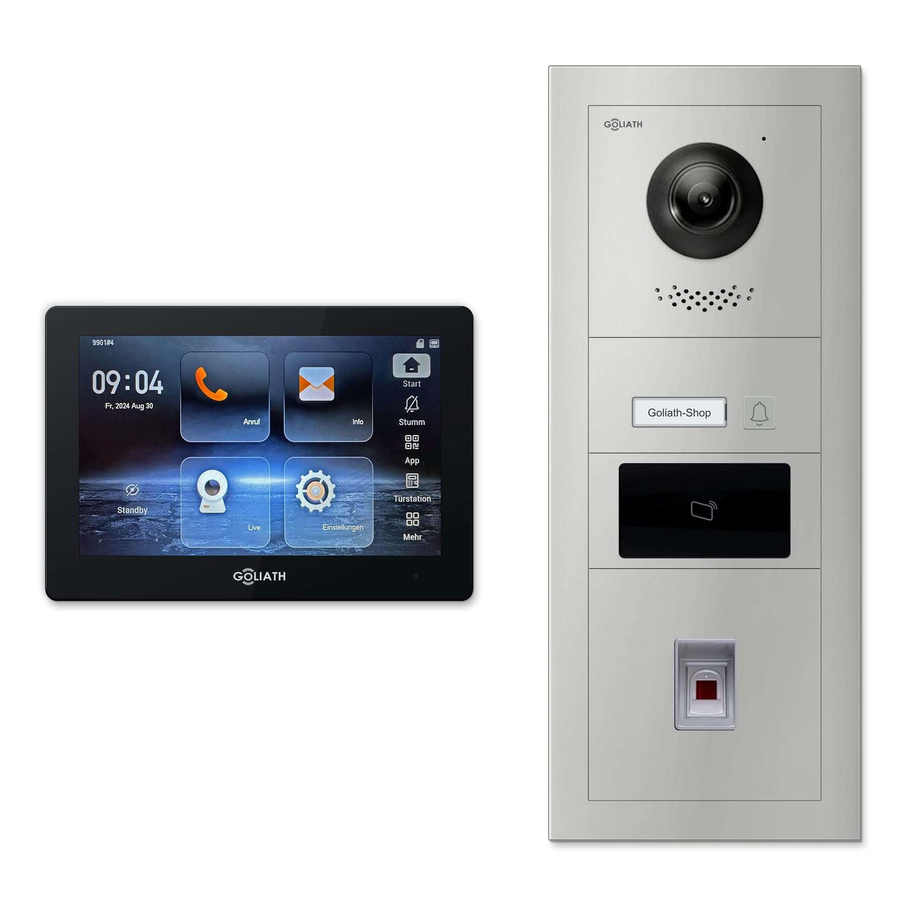 Goliath Intercom Video-Türsprechanlage Goliath IP Video Türsprechanlage mit Kamera 10-Zoll Fingerprint RFID S