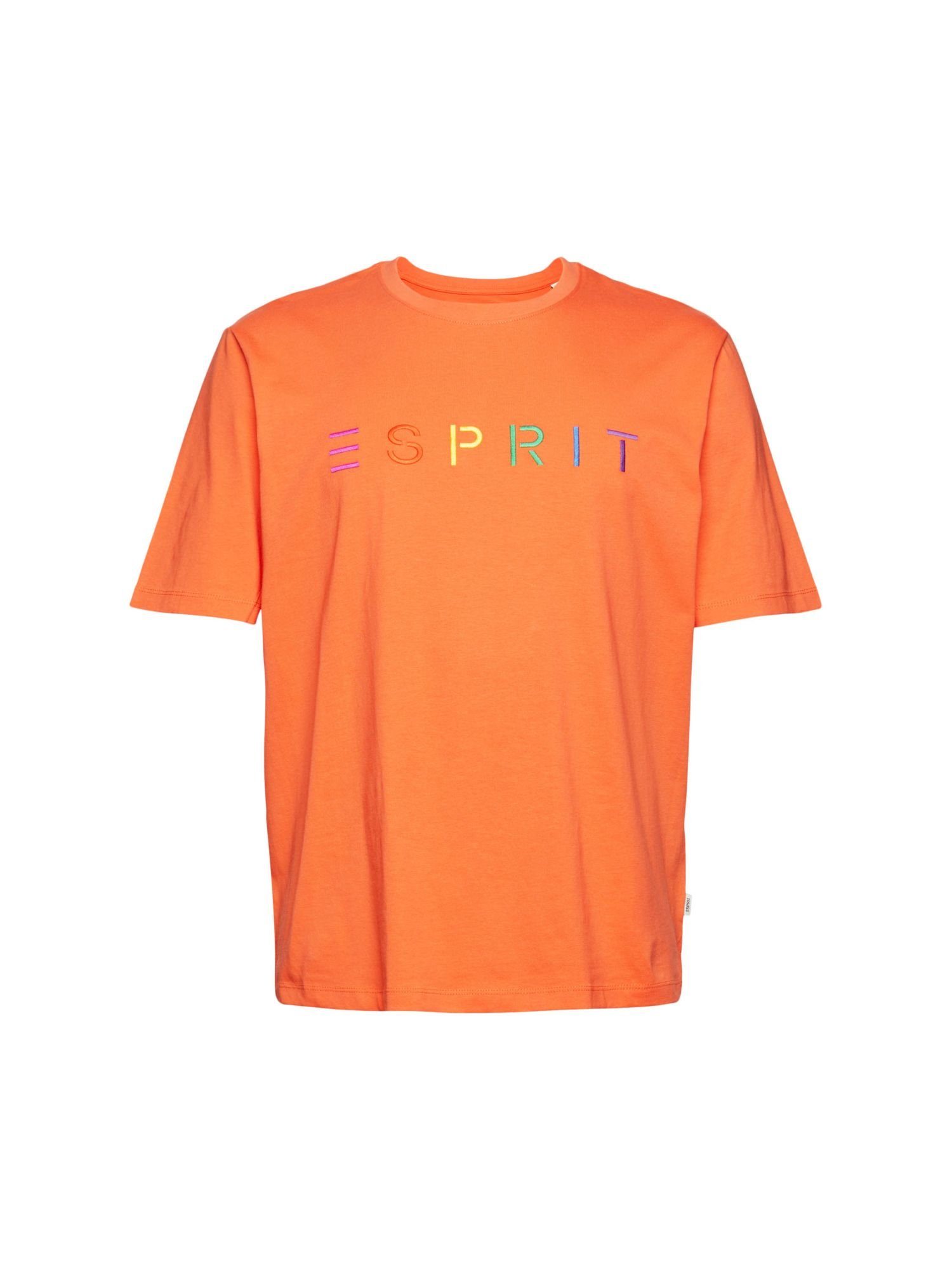 Esprit T-Shirt Jersey-T-Shirt mit Logo-Stickerei (1-tlg) BRIGHT ORANGE