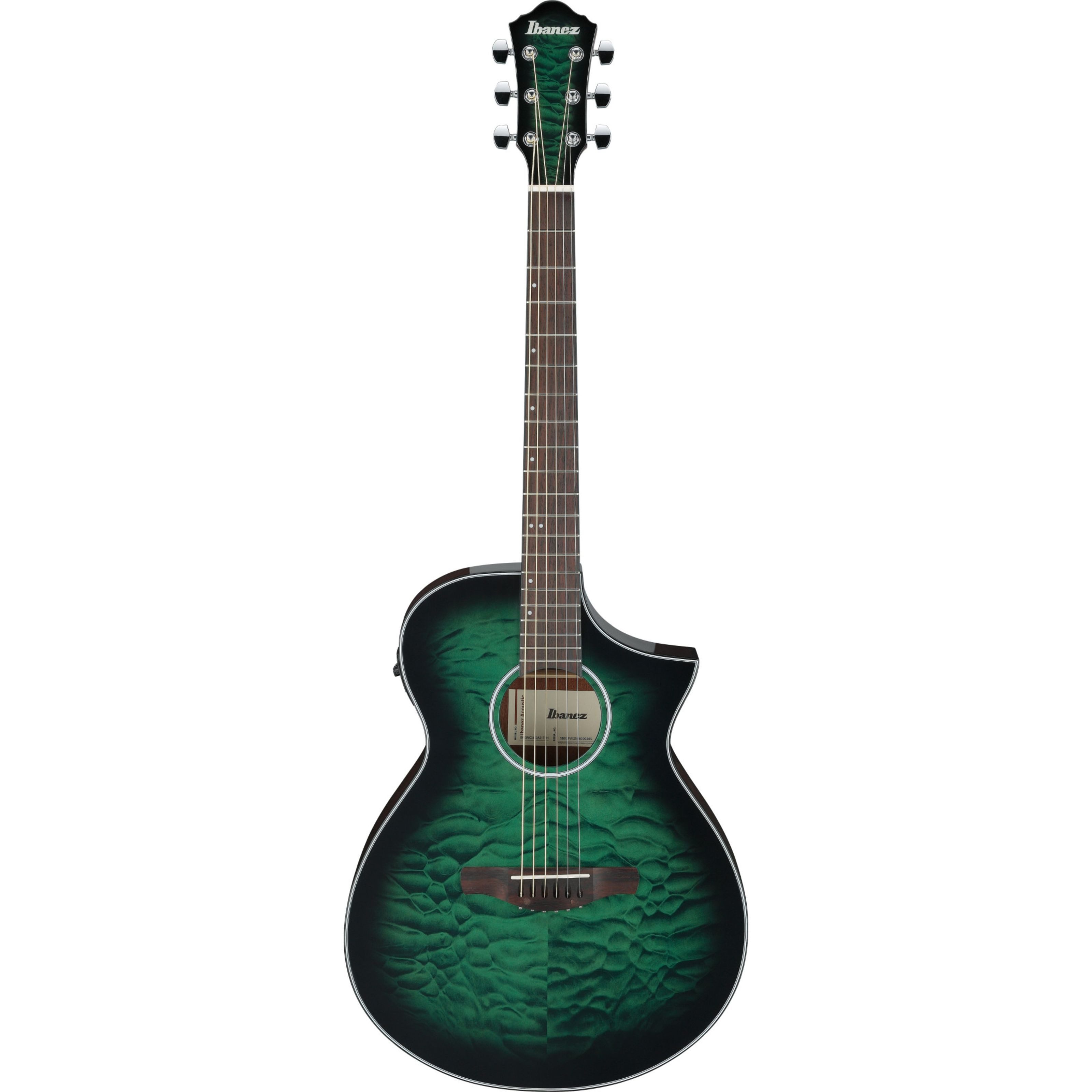 Ibanez Westerngitarre, Westerngitarren, 000/OM Gitarren, AEWC16QA-TEH Transparent Emerald Burst - Westerngitarre