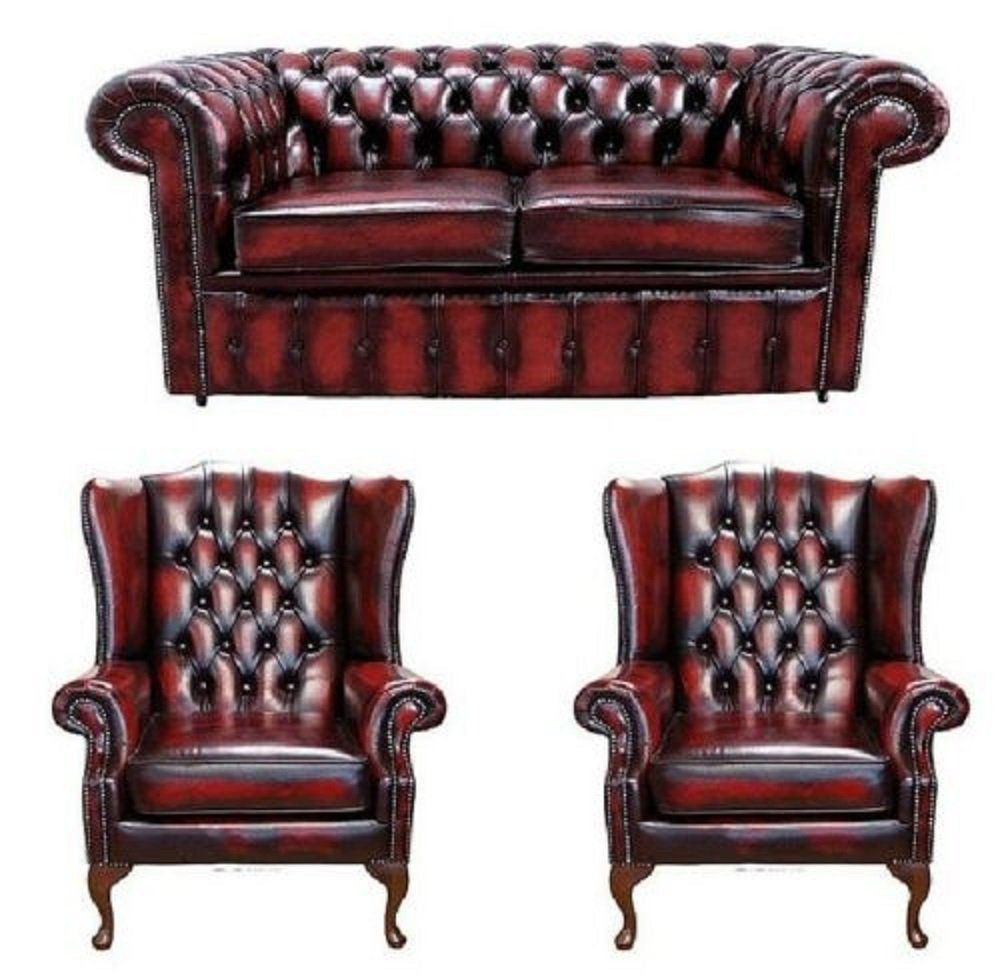 Xlmoebel Chesterfield-Sofa Klassisches Chesterfield-Sofa aus Leder und Textil in elegantem Design, Hergestellt in Europa