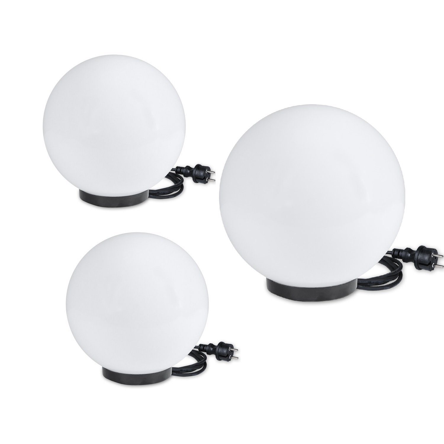 Home4Living Kugelleuchte Kugelleuchten 3er Set 20/20/30cm weiß E27 inkl. 3m Anschlußkabel, ohne Leuchtmittel, Dekorativ