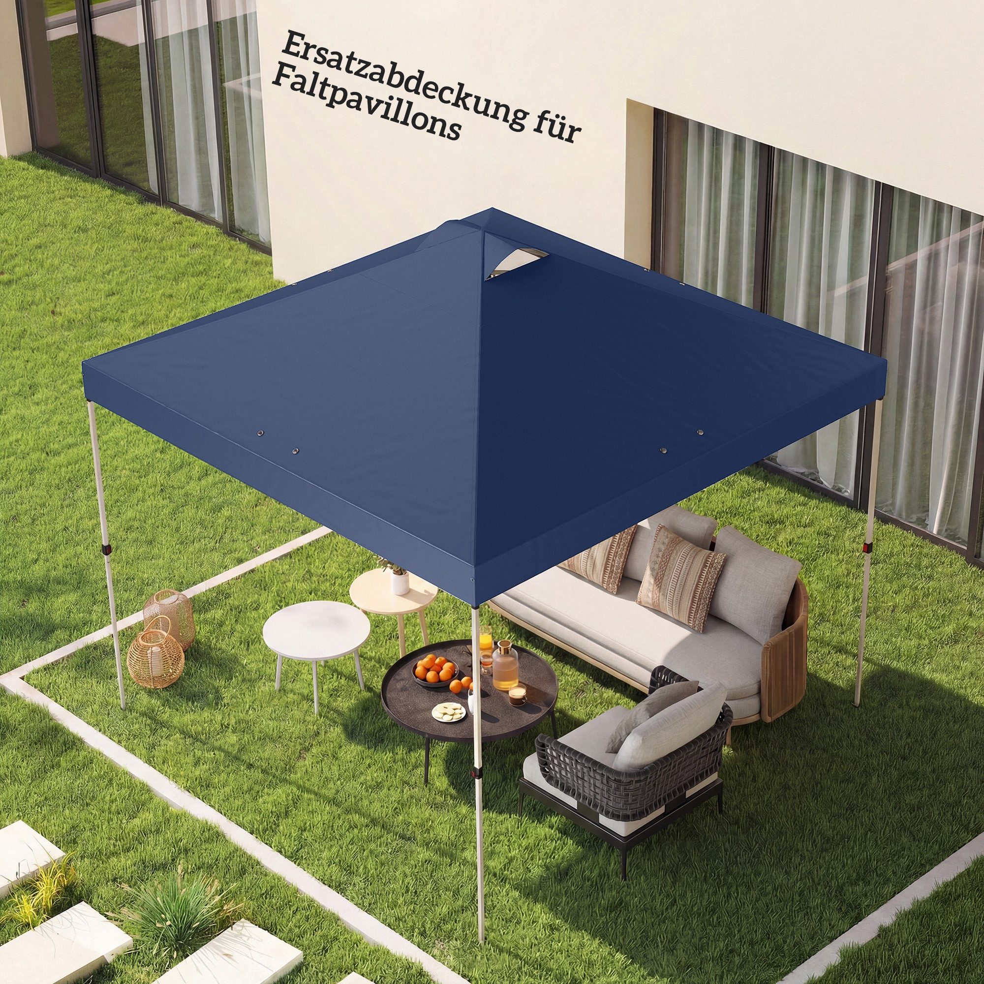 MC Star Pavillon-Ersatzdach Pavillon-Dach Ersatz UV50+ wasserfest, (mit 8 Abflusslöchern 3 x 3 m, Blau)
