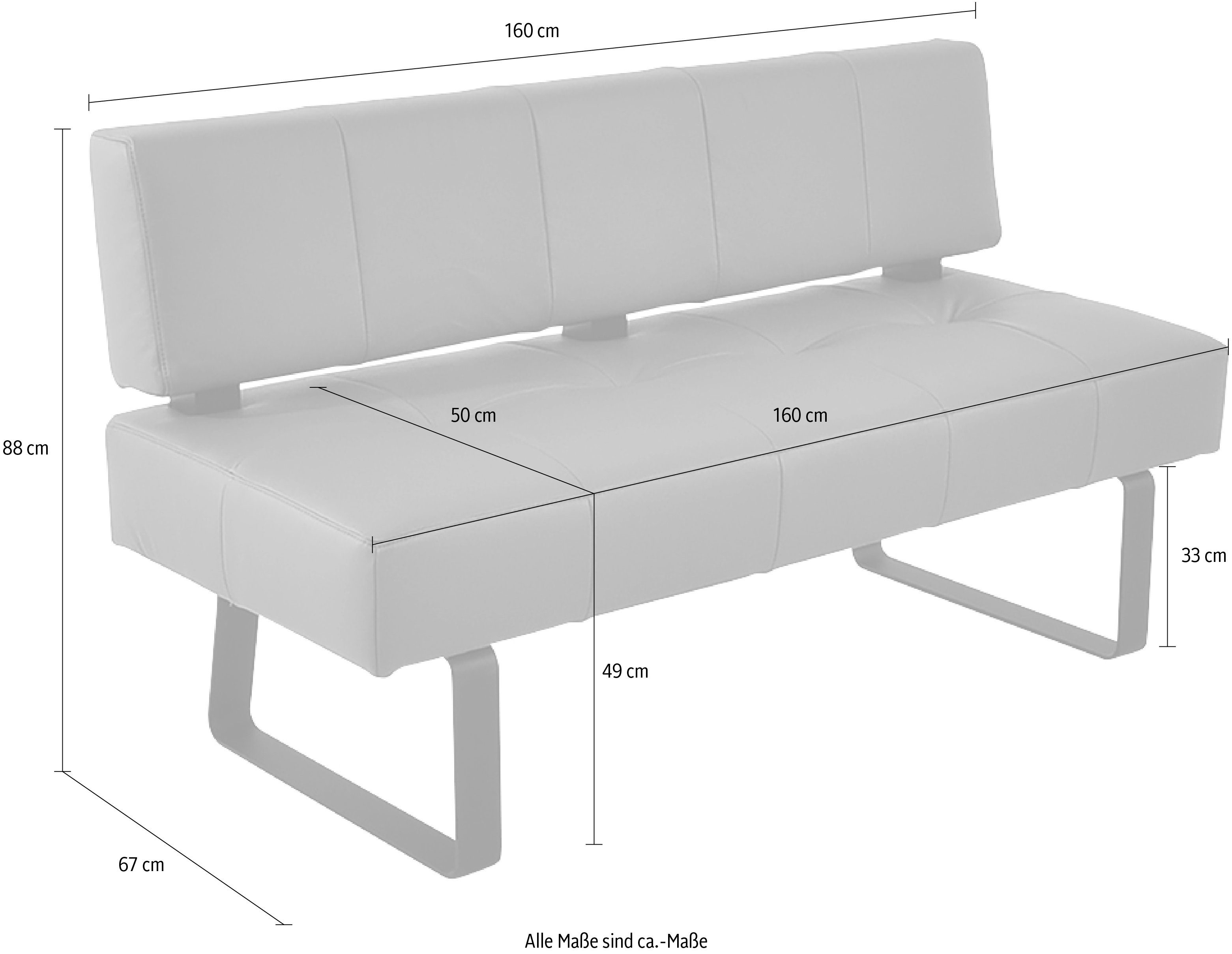 K+W Komfort & Wohnen Polsterbank Spider II, Sitzsteppung, bequem durch Sandwichbauweise, Metallkufe in schwarz