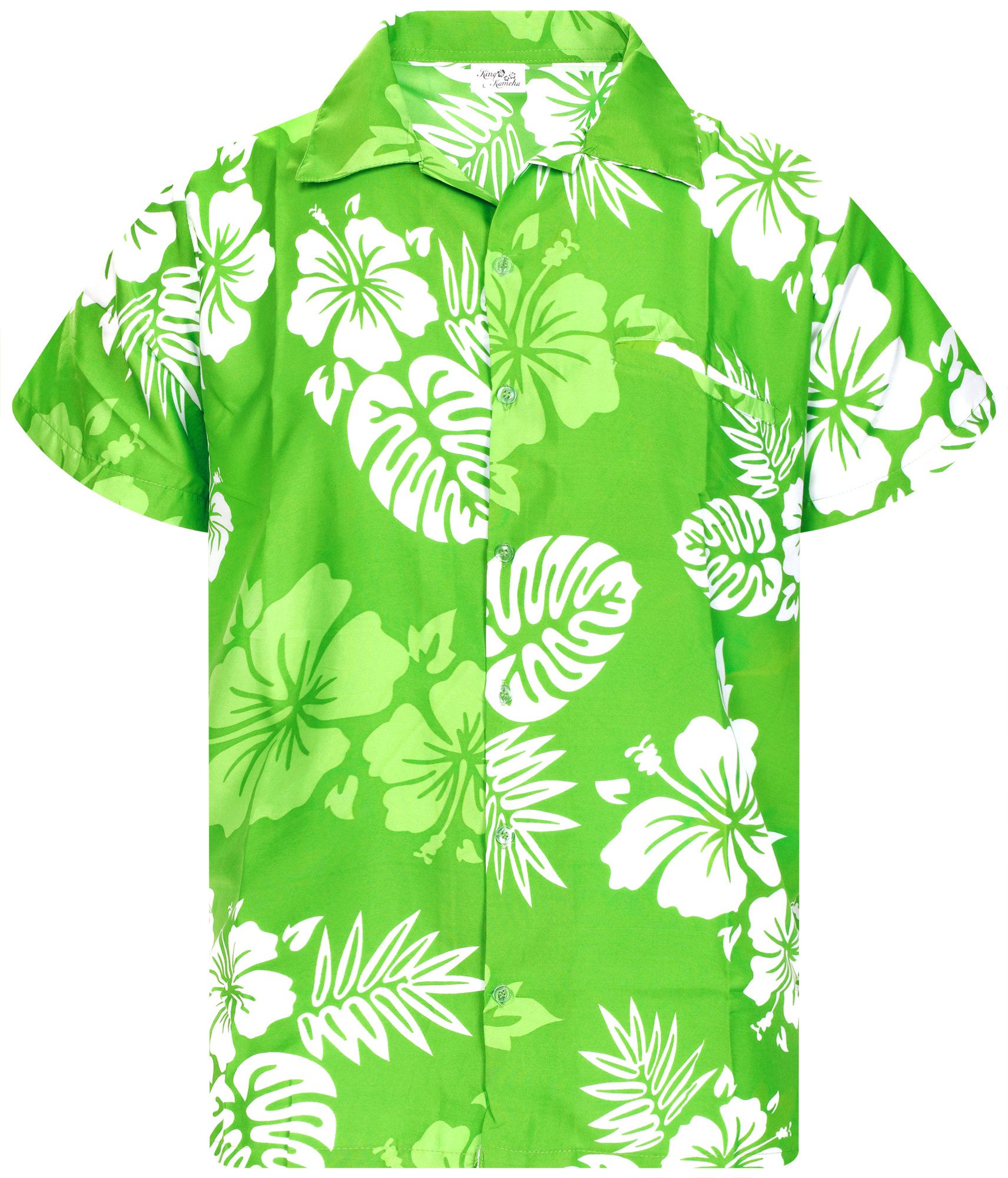 King Kameha Hawaiihemd Mono Hibiscus Funky Hawaii-Hemd Kurzarm Front-Tasche günstig online kaufen