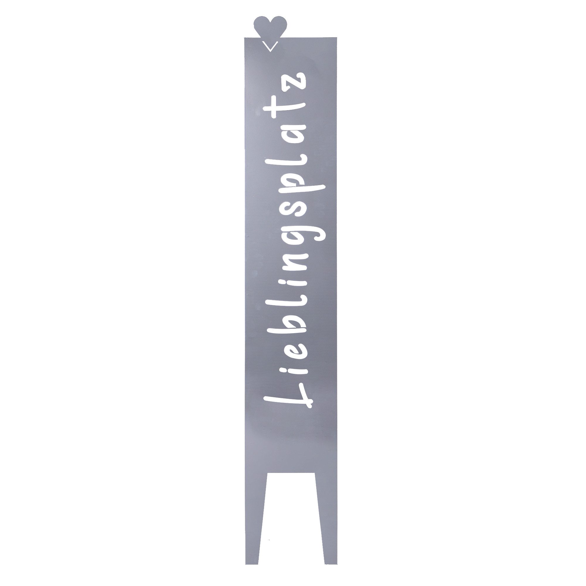 UNUS GARDEN Gartenstecker Gartenstecker groß Schild Lieblingsplatz Metallschild (1-St., ca. 115 x 19,5 cm (HxB) - Silber) Gartenschild Dekospruch Deko Lieblingsplatz