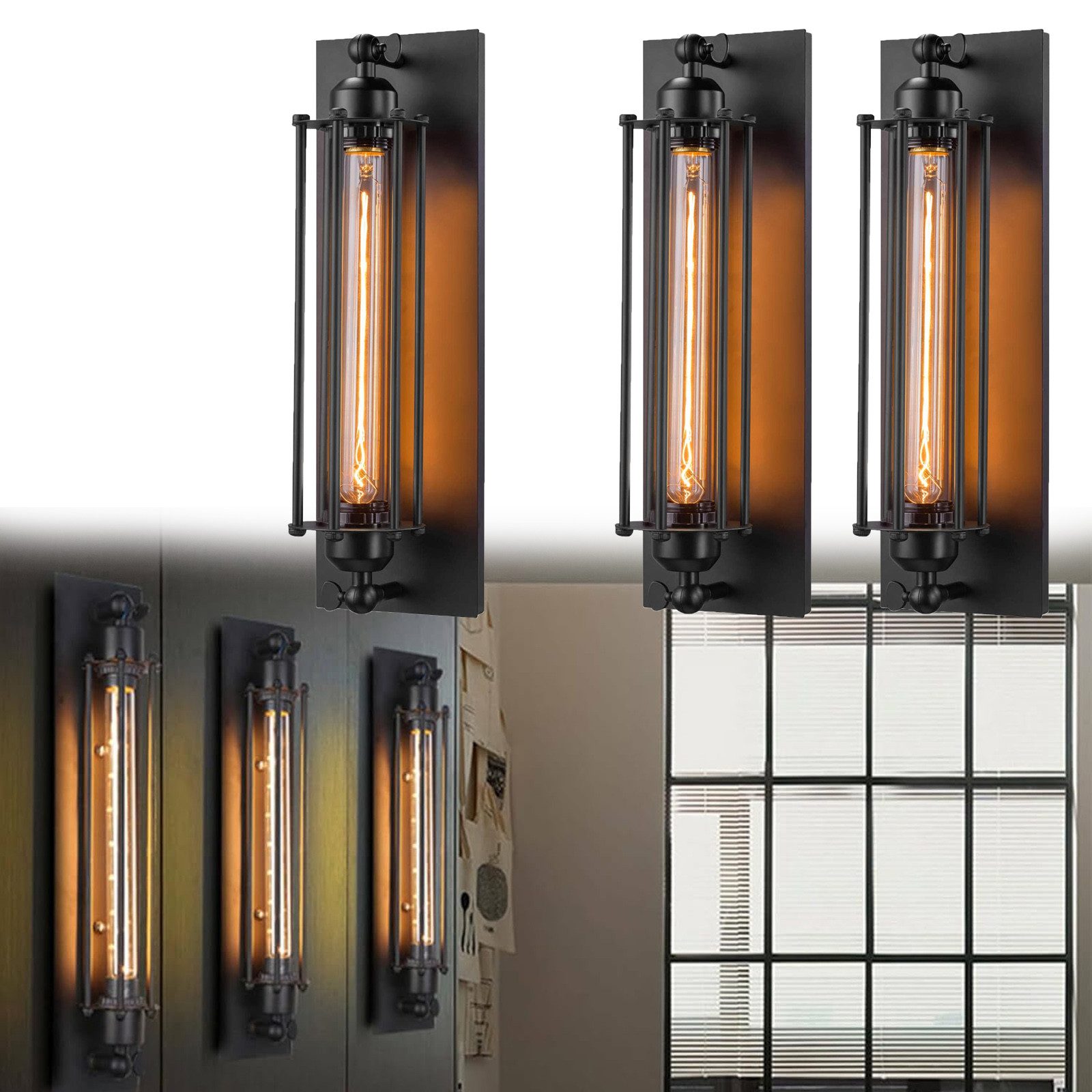 Jibenhome Wandleuchte Industrielle Wandbeleuchtung E27 Metall günstig online kaufen