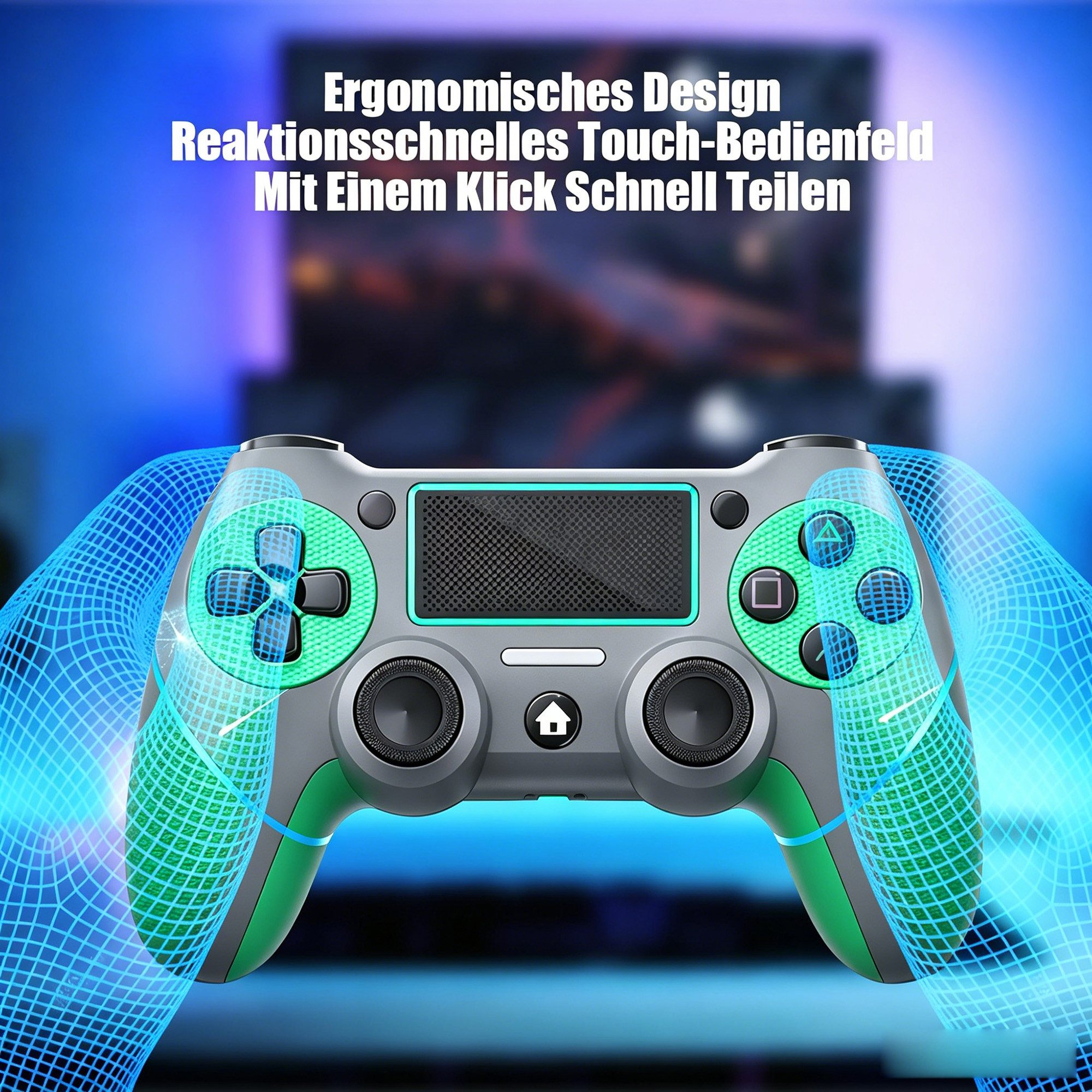 Luckice Gamecontroller, PS4 Controller, Dualshock,Wireless PC-Controller Gamepad (Set, 1 St., 6-Achsen-Gyrosensor Doppelvibration Share-Funktion integrierter)