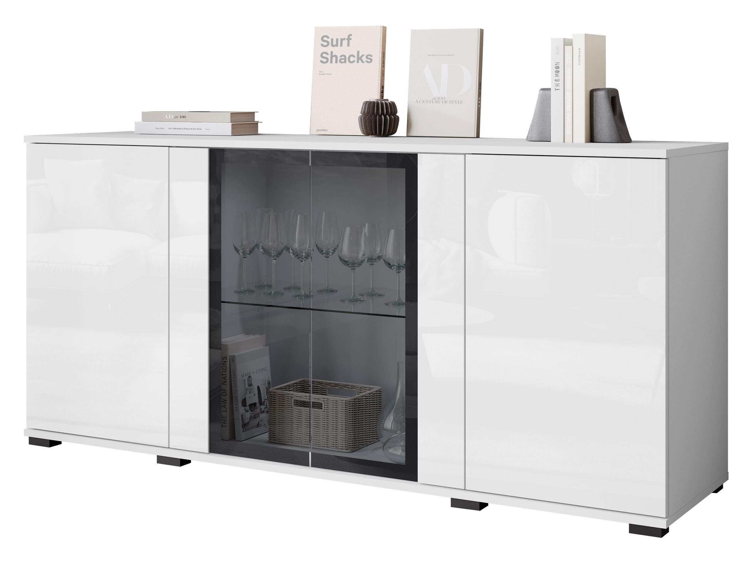 MIRJAN24 Kommode Caro SB 154 4D (mit vier Drehtüren), 150x40x70 cm