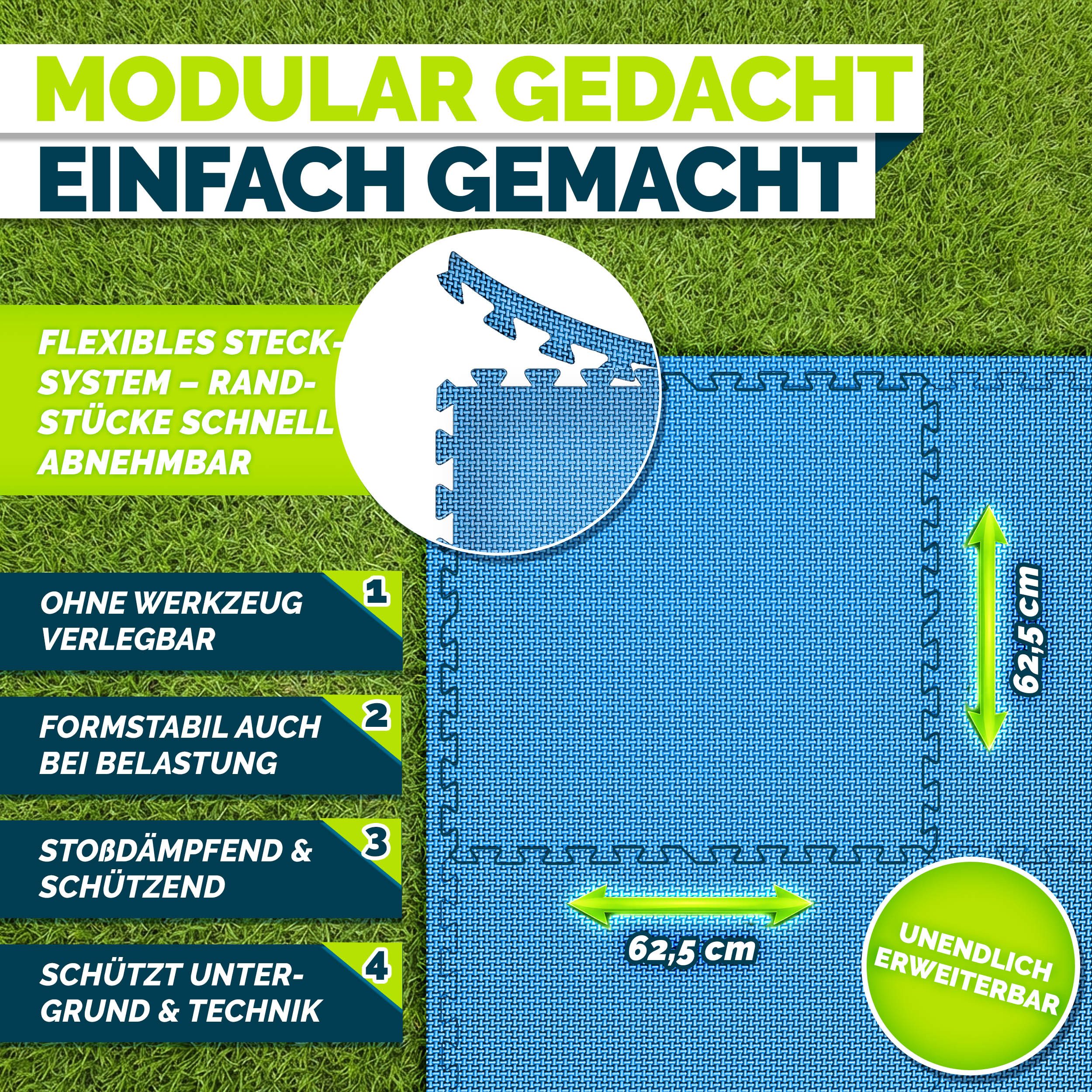 tillvex Pool-Bodenschutzfliese tillvex® Poolbodenmatten Matten für Pool Bodenschutzmatte Bodenmatte, Poolunterlage Bodenschutz Matten wärmeisolierend Untergrund, 8-St., Planschbecken & Whirlpool Poolmatte Bodenmatte Outdoor, Pool Bodenschutzmatte Set 62,5x62,5cm Unterlegmatte 1 cm Dicke Pool