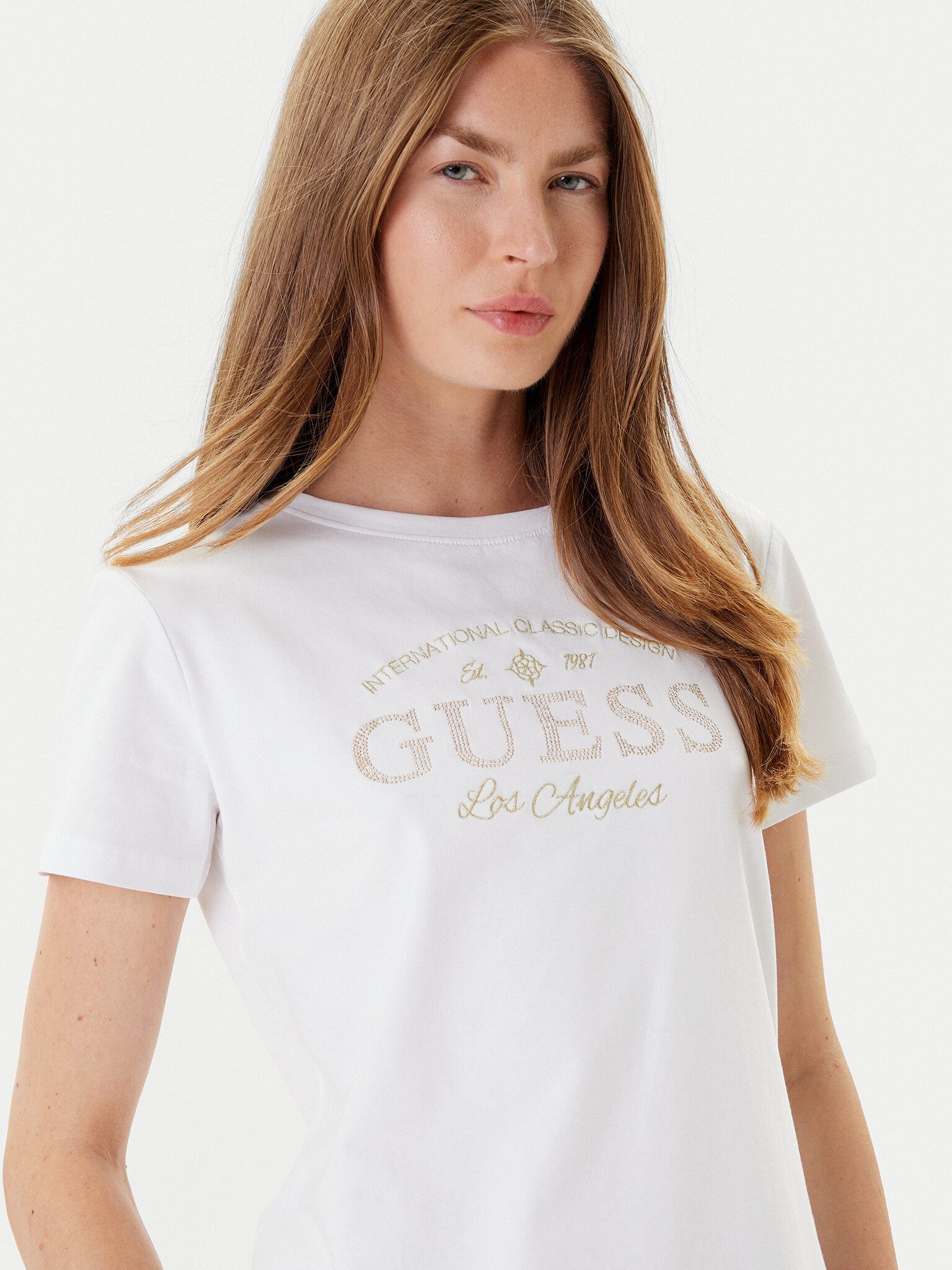 Guess Kurzarmshirt MARINA SS CN T-SHIRT - Kurzarmshirt mit Logodruck