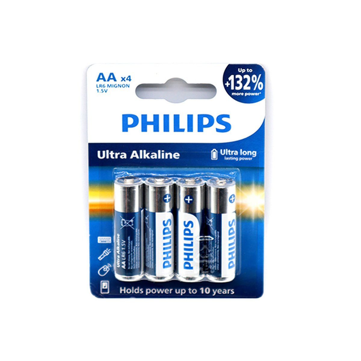 Philips Philips Batterie AA LR06 LR6 Ultra Alkaline 4 Stück Phil-LR6E4B/10 Verlängerungskabel
