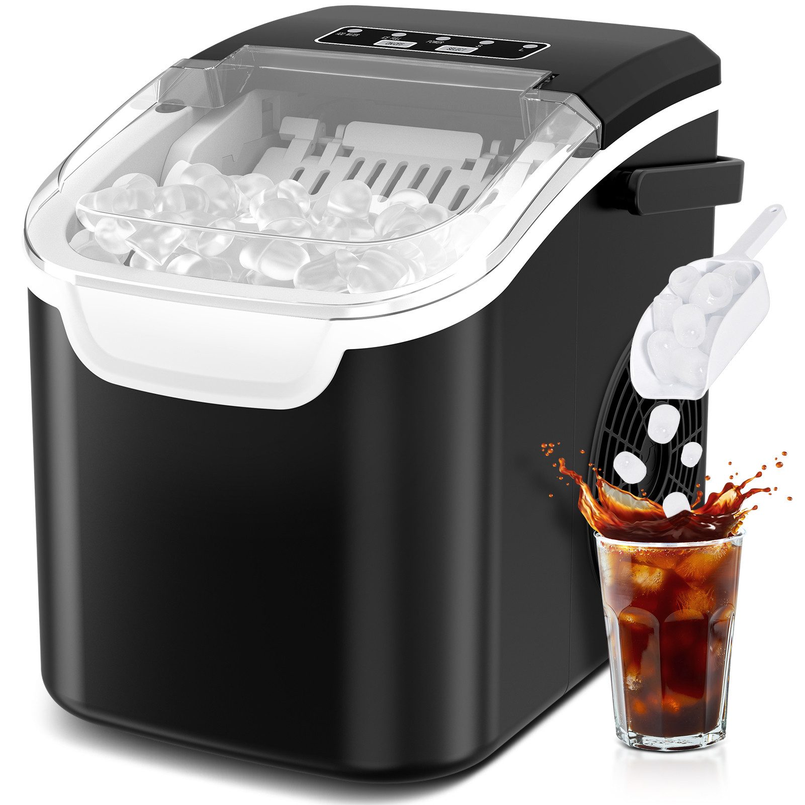 Eiswürfelmaschine Eiswürfelbereiter mit tragbarem Griff,9 Eiswürfel in 6 Minuten