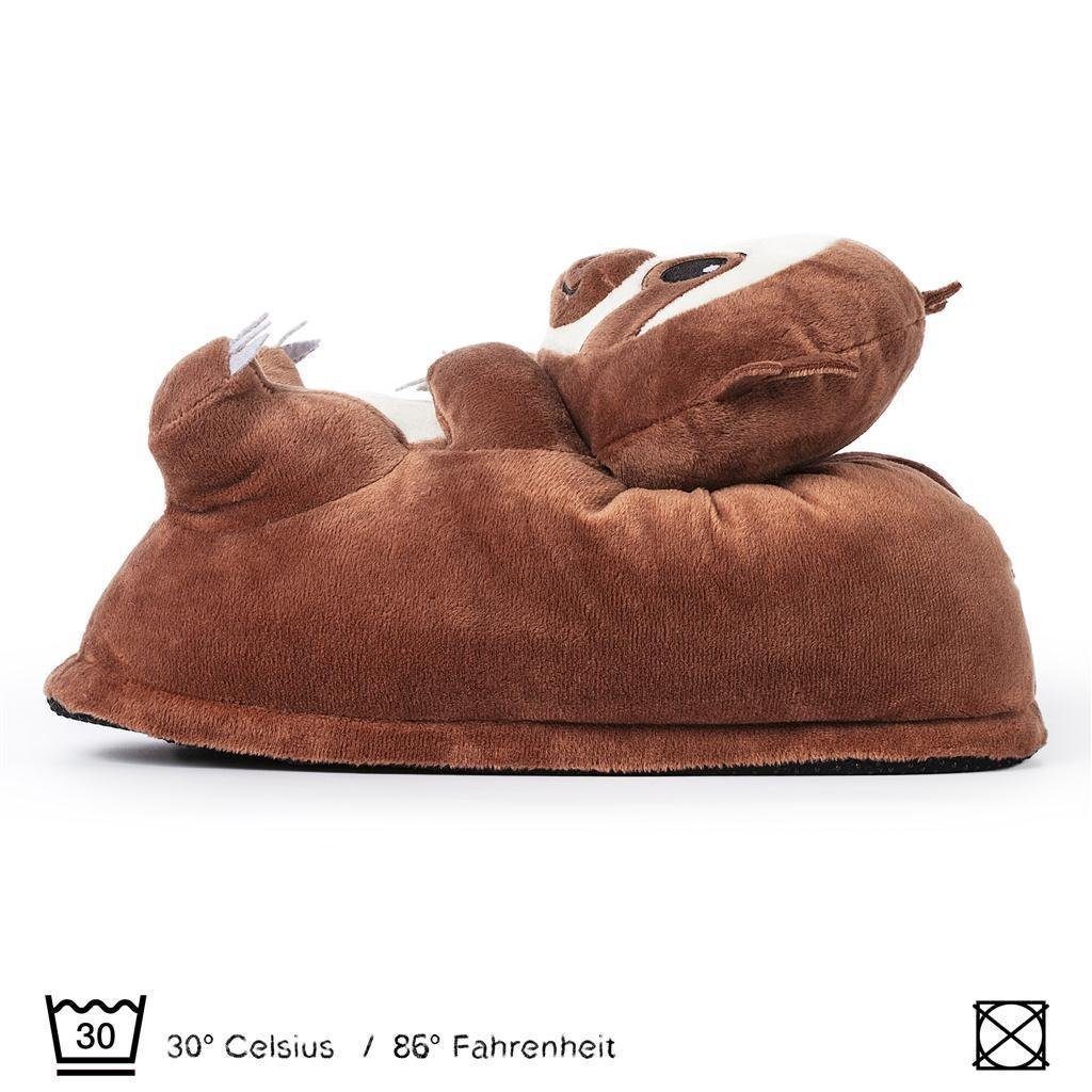 Corimori Tier Pantoffeln für Kinder Einheitsgröße 25-33,5 Plüsch Hausschuhe (Packung, Geschenk) EU Einheitsgröße 25-33,5 Henry das Faultier für Kinder und Erwachsene