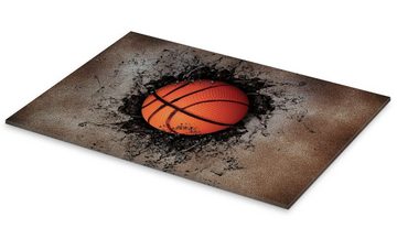 Posterlounge Acrylglasbild Editors Choice, Steinmauer und Basketball, Fitnessraum Illustration