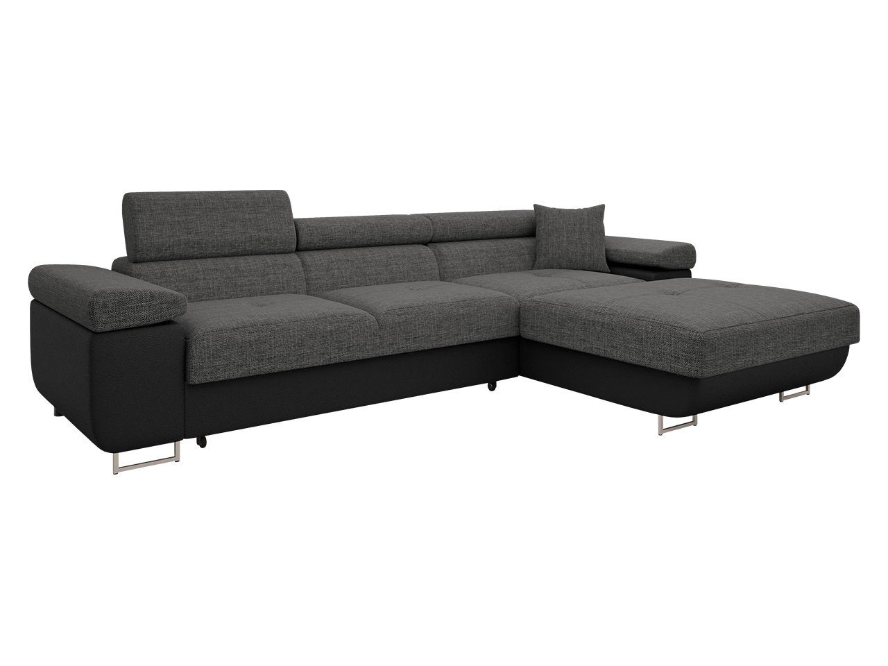 MIRJAN24 Ecksofa Torezio Mini, mit Bettkasten und Schlaffunktion, Einstellbare Kopfstützen, 280x170x70-90 cm
