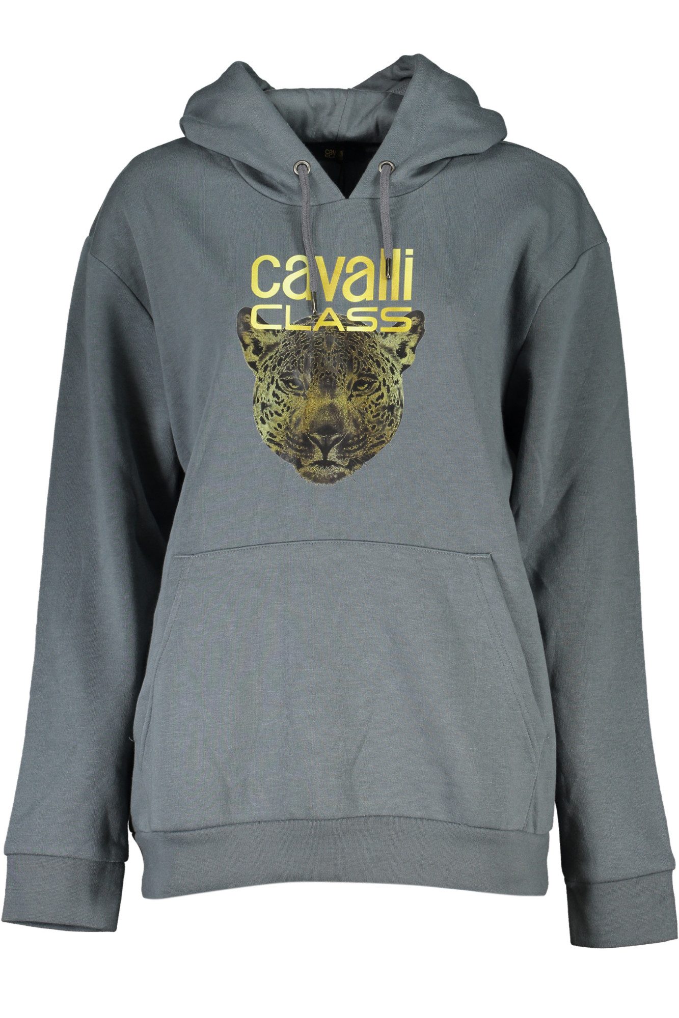 Cavalli Class Sweatshirt Grauer Damenpullover mit Kapuze – Stylisches
