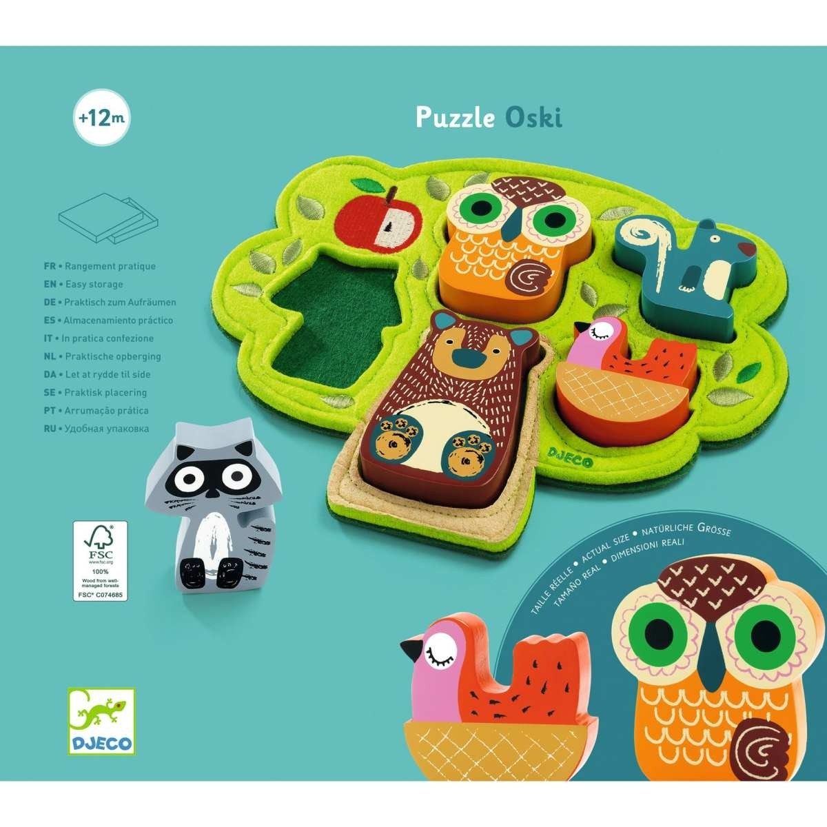 DJECO Steckpuzzle Steckpuzzle Baum aus Filz für Kinder, Puzzleteile, Steckpuzzle