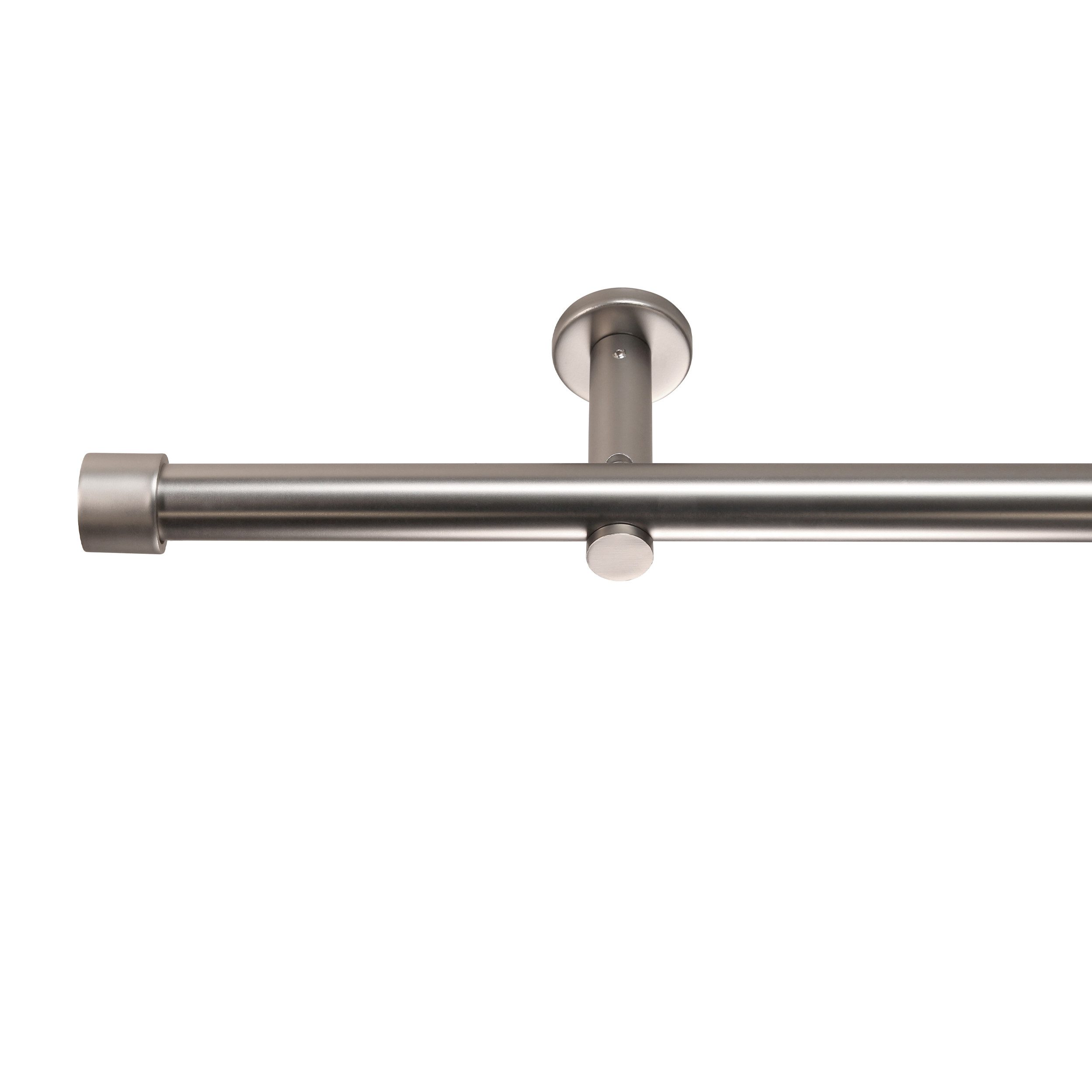 Deco-Raum Gardinenstange Kappe, Ø 25 mm, 1-läufig, kürzbar, Wunschmaßlänge, Bohren, verschraubt, Metall, Komplett-Set mit Befestigungsmaterial