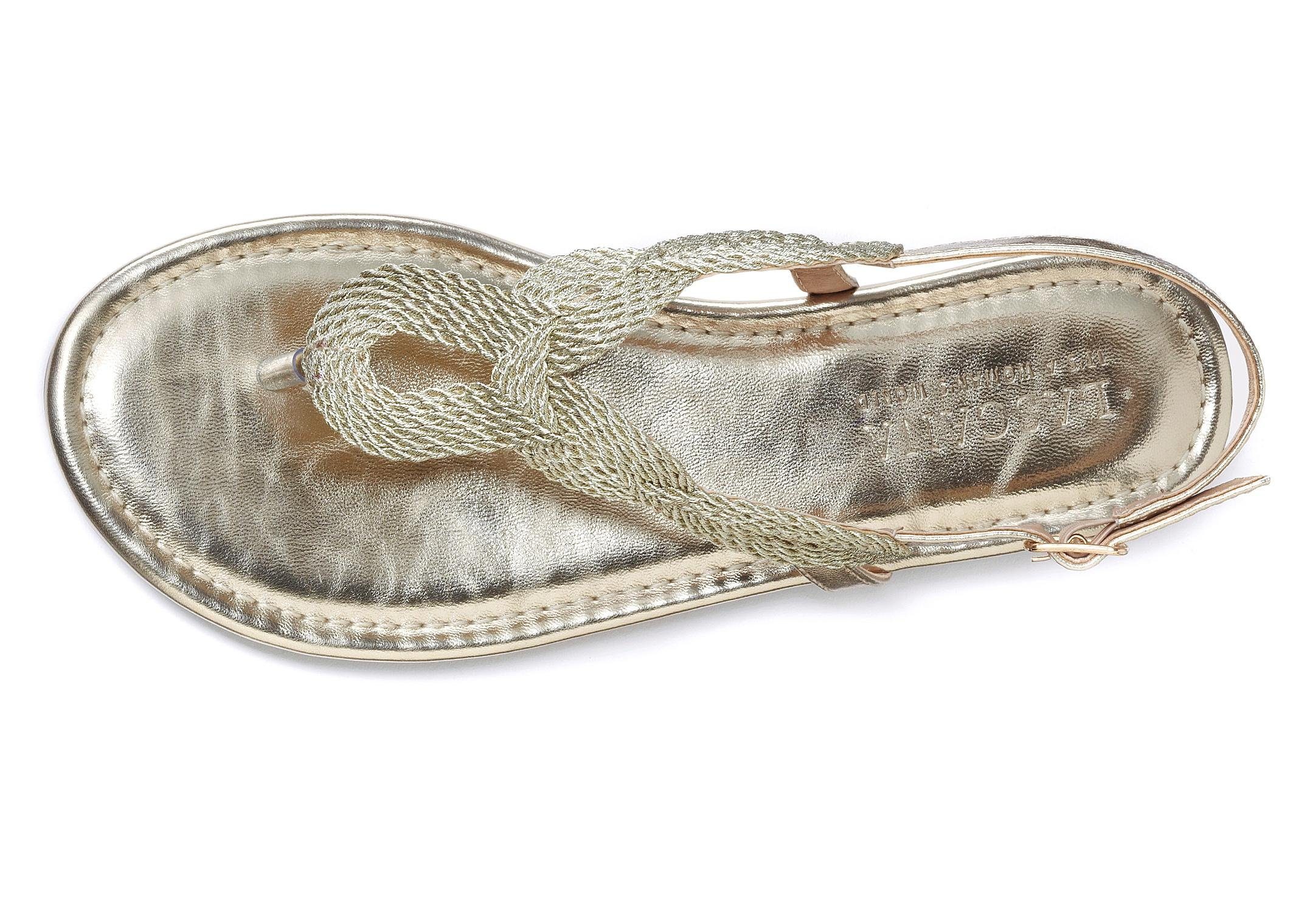 LASCANA Sommerschuh, offener Schuh, Zehentrenner Sandale, Pantolette im Metallic-Look VEGAN