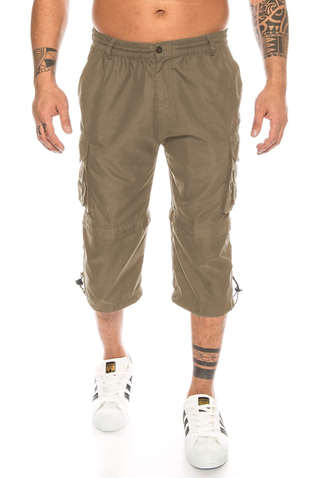 Kendindza Collection Cargobermudas Bermuda Shorts Herren Kurze Hose 3/4 Hose Cargo Taschen abnembare Beine kurze Hose Herren Cargoshorts Sommer