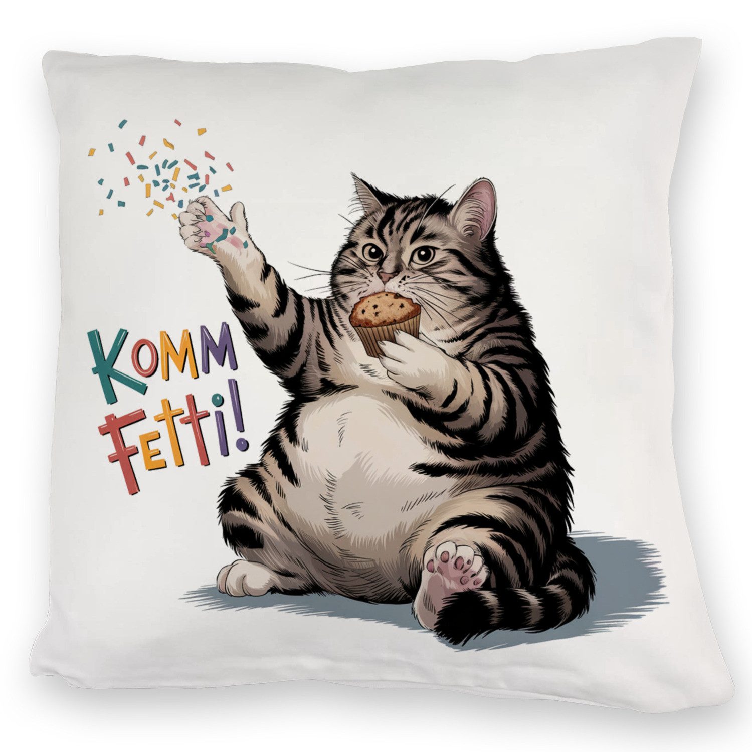 speecheese Dekokissen Pummelige Katze Kuschelkissen - Komm Fetti günstig online kaufen