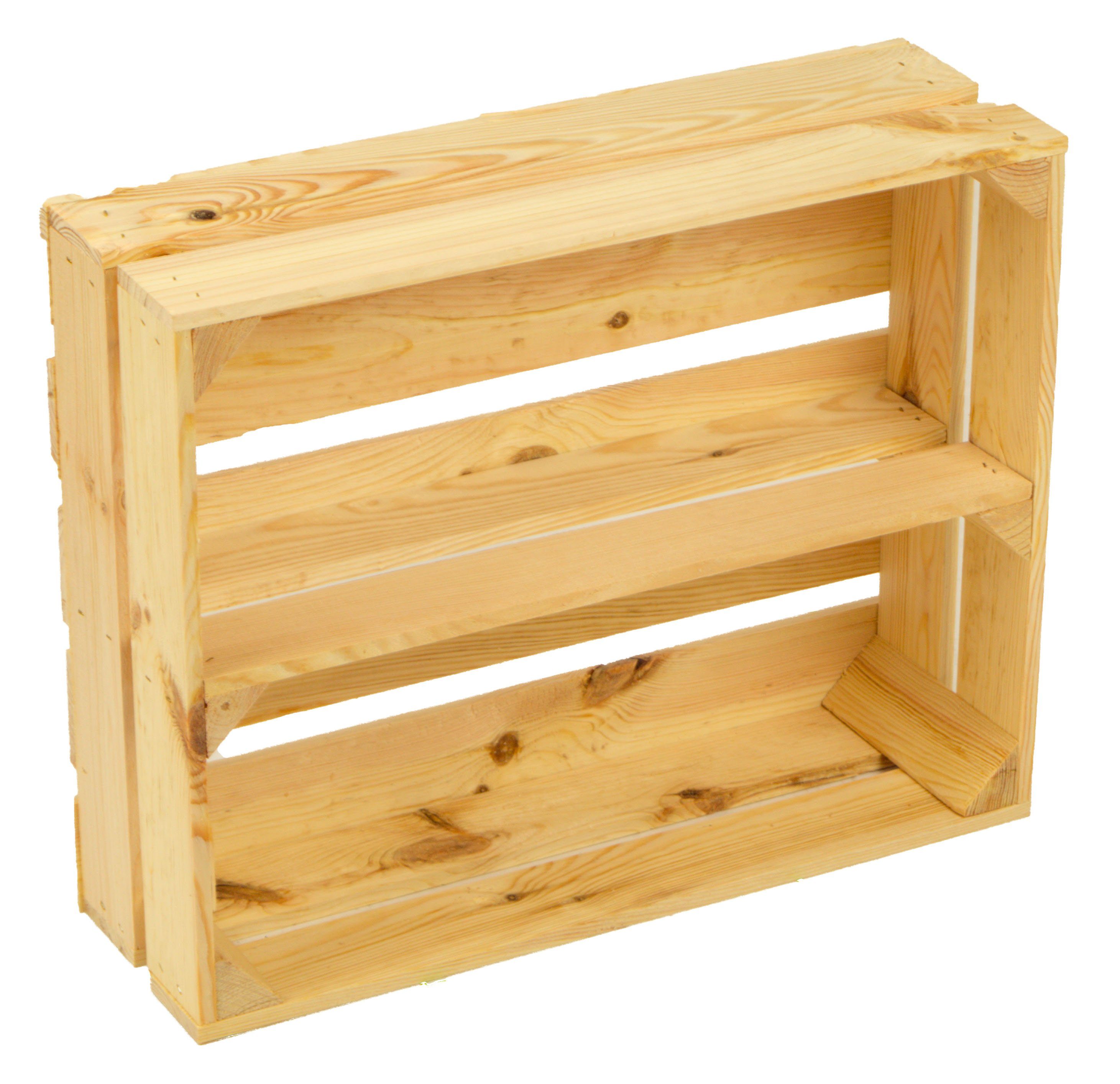 Kistenkolli Altes Land Allzweckkiste flaches Obstkistenregal "Wilma Längs" Natur (Spar-Set)