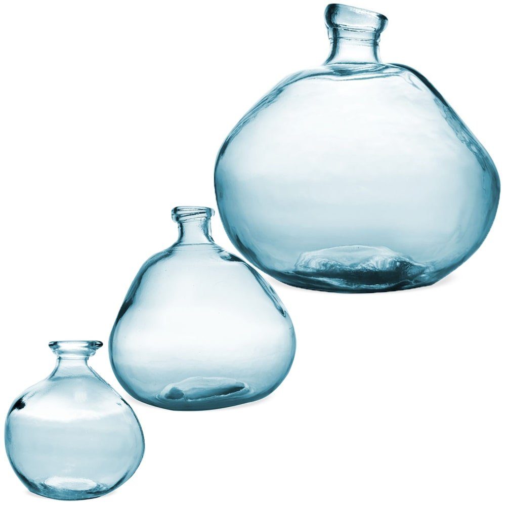 bauchig Ø Blumenvase Glasvase klar rund 20x23 blau HOME matches21 cm Blumentopf St) (1 Vase & HOBBY