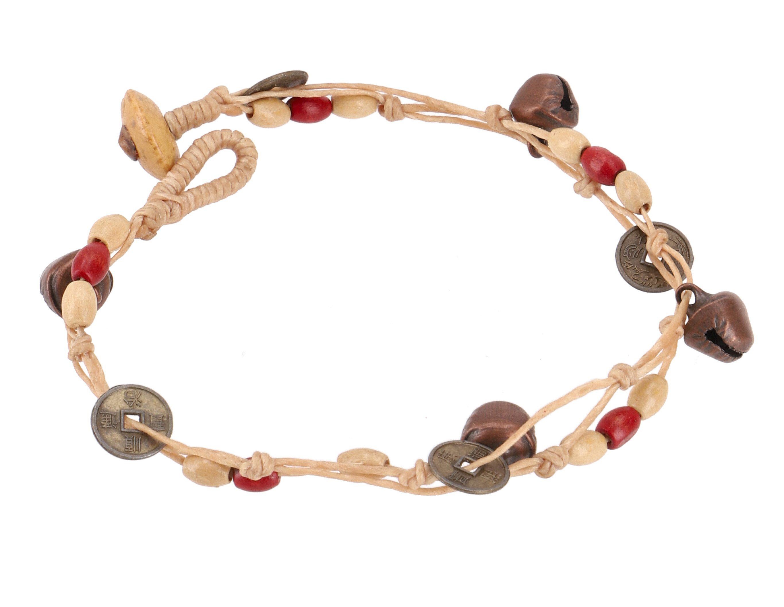 Guru-Shop Fußkette Fußkette Makramee mit Glöckchen, günstig online kaufen