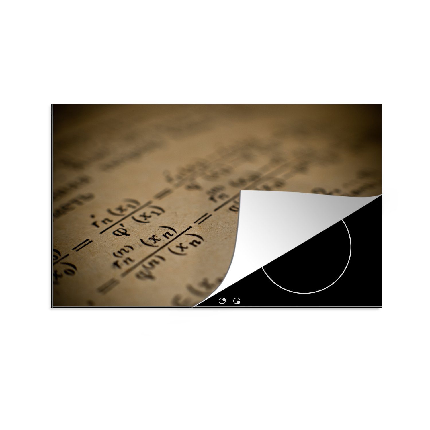 MuchoWow Herdblende-/Abdeckplatte Mathematische Formeln in einem Buch, Vinyl, (1 tlg), 81x52 cm, Induktionskochfeld Schutz für die küche, Ceranfeldabdeckung | Herdabdeckplatten