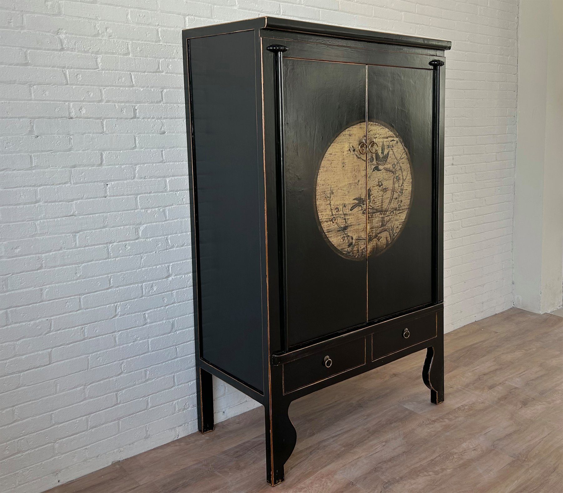 OPIUM OUTLET Drehtürenschrank Schrank Kommode Möbel chinesisch asiatisch Vintage (orientalischer Asia Kleiderschrank komplett montiert) Hochzeitsschrank China