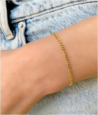 Goldene Hufeisen Bettelarmband Stabiles Damen Herren Armband Charm-Armband 925 Sterling-Silber, 18K Gelbgold vergoldet, Verstellbar