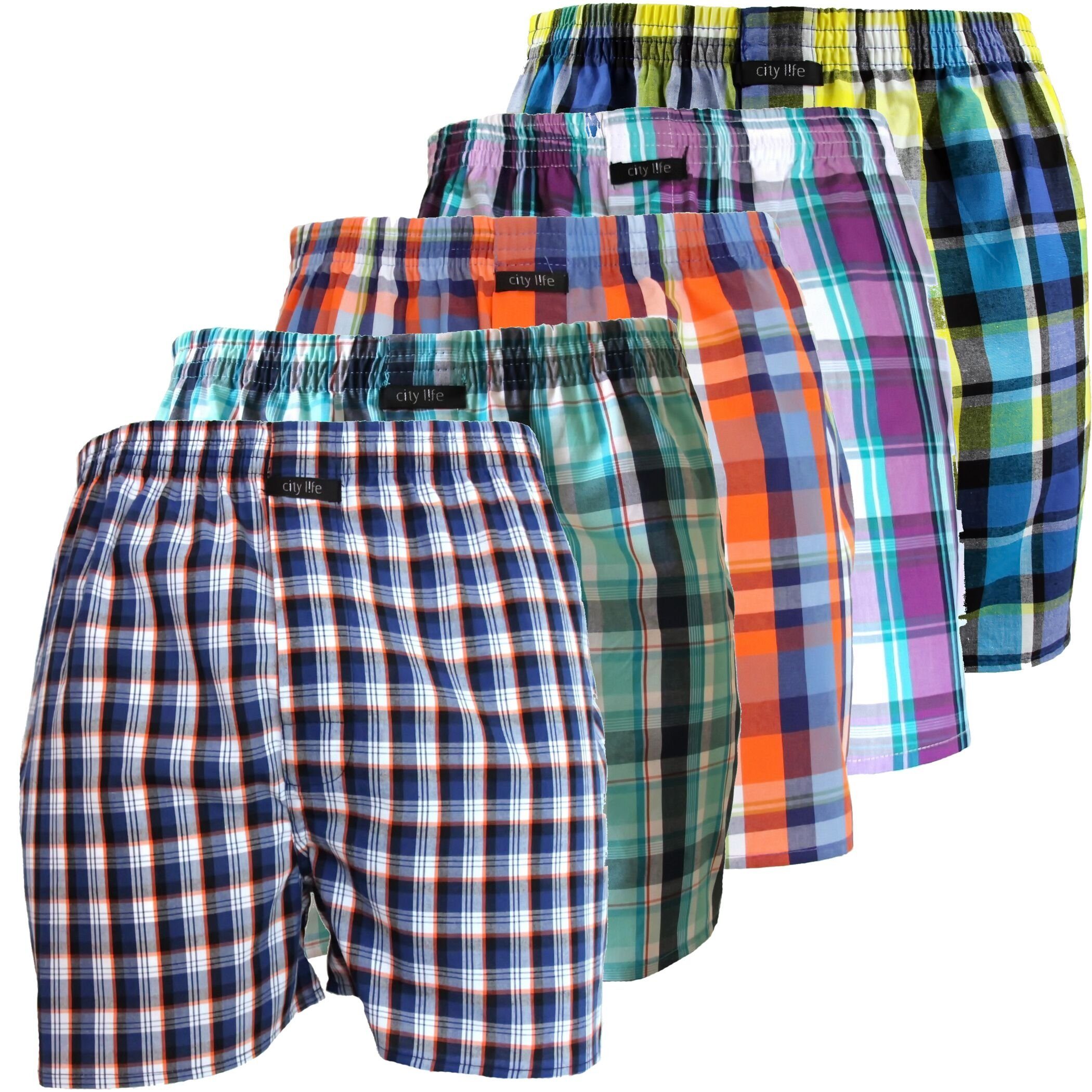 City Life Boxershorts 5er Pack City Life desortierte Webboxer Short Herren günstig online kaufen
