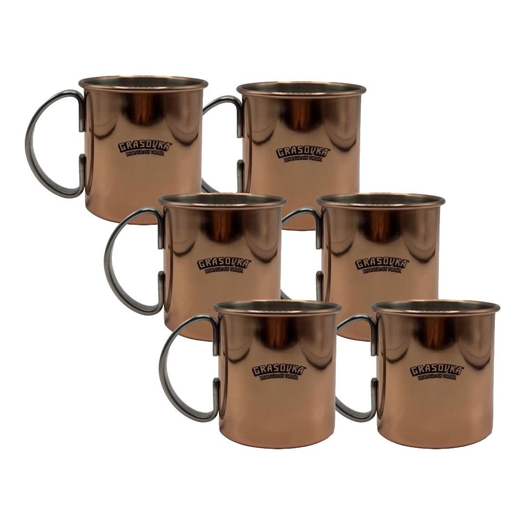 Mixcompany Becher Grasovka Bisongrass Vodka Moscow Mule Becher 6er Set – kupferfarben