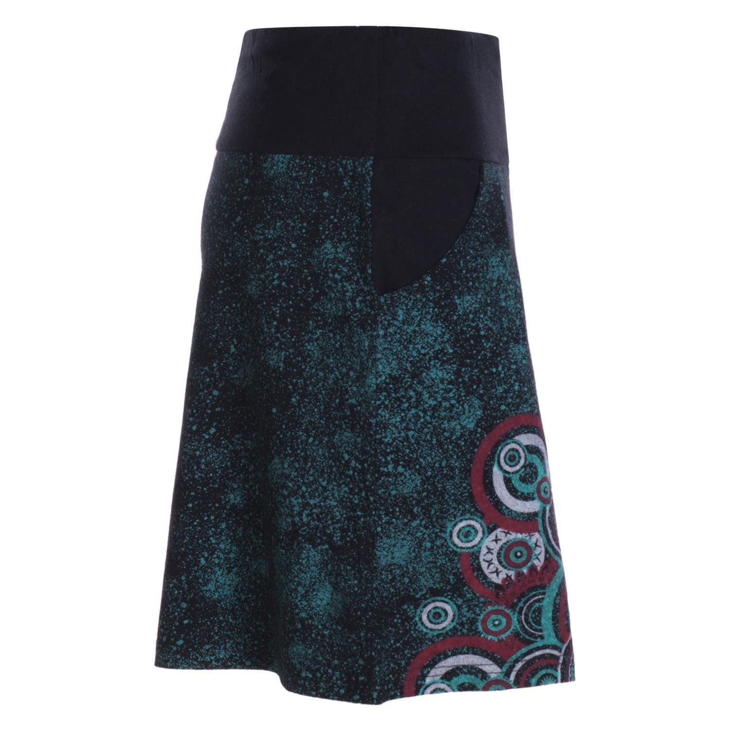 Vishes Minirock Kurzer Baumwoll-Rock Taschen-Rock Mini-Rock großes Mandala Hippie, Ethno, Boho Style