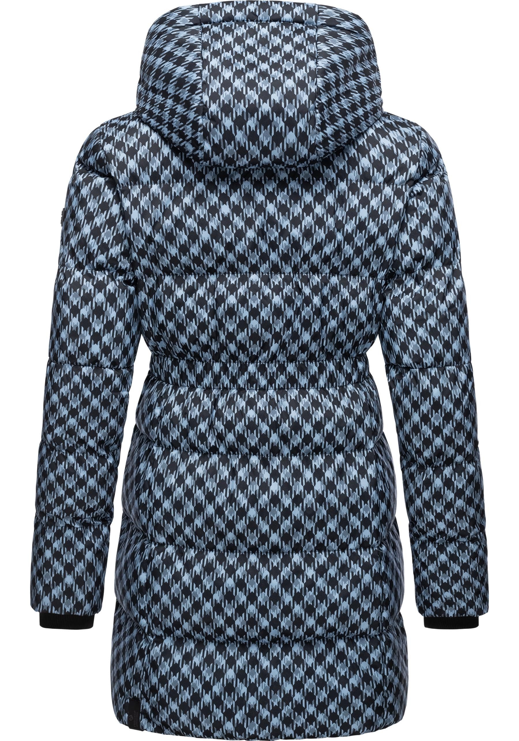 Ragwear Steppmantel Niara Print wasserdichter Mantel mit angesagtem Hahnentritt Muster