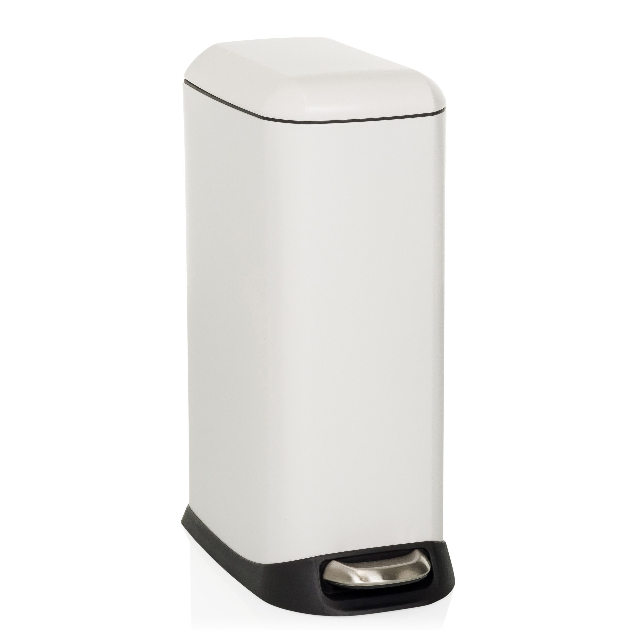 hjh OFFICE Mülleimer CLEAN SLIM Abfalleimer, 20 Liter, Treteimer mit Softclose, Stahl pulverbeschichtet, Küche