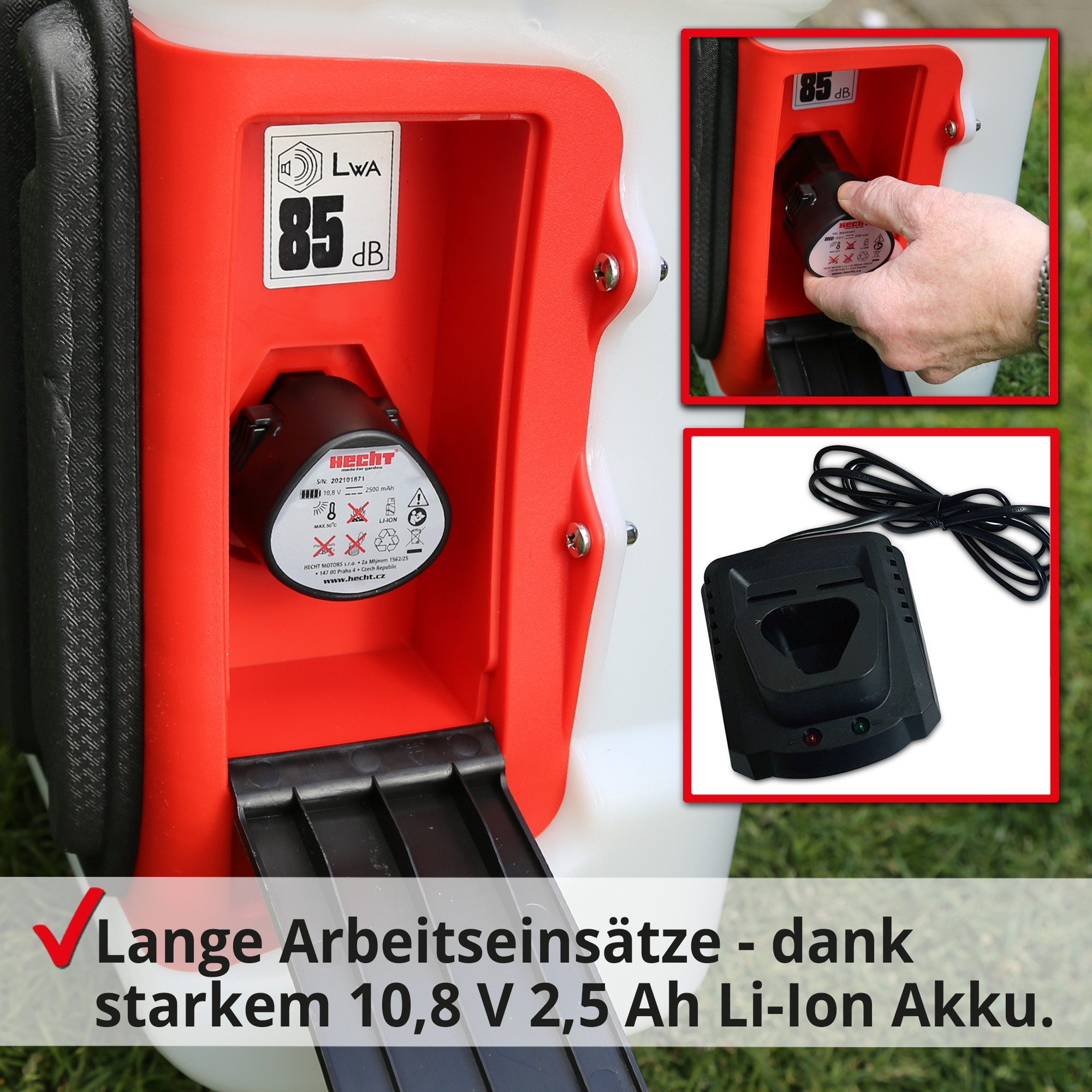 Hecht Akku-Drucksprühgerät 410 mit 10,8v/2,5Ah Akku, 2,5 bar, 50cm Sprühlanze, 150 cm Sprühschlauch, 10 Liter