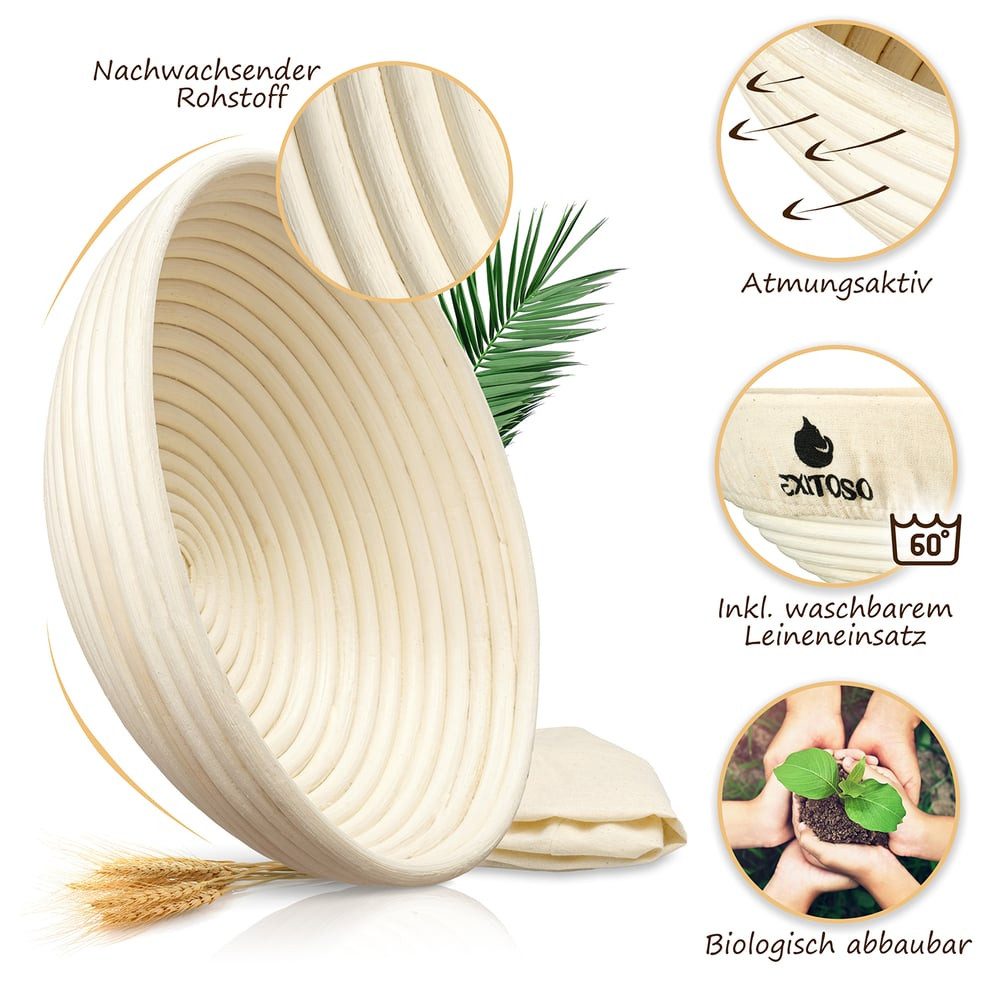 Exitoso Gärkorb Rund, einfach frisches Brot backen - nachhaltig gesund
