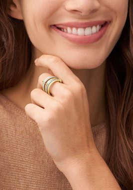 Fossil Fingerring JEWELRY ALL STACKED UP TWO-TONE PRESTACK RING, JF04592998, mit Glasstein