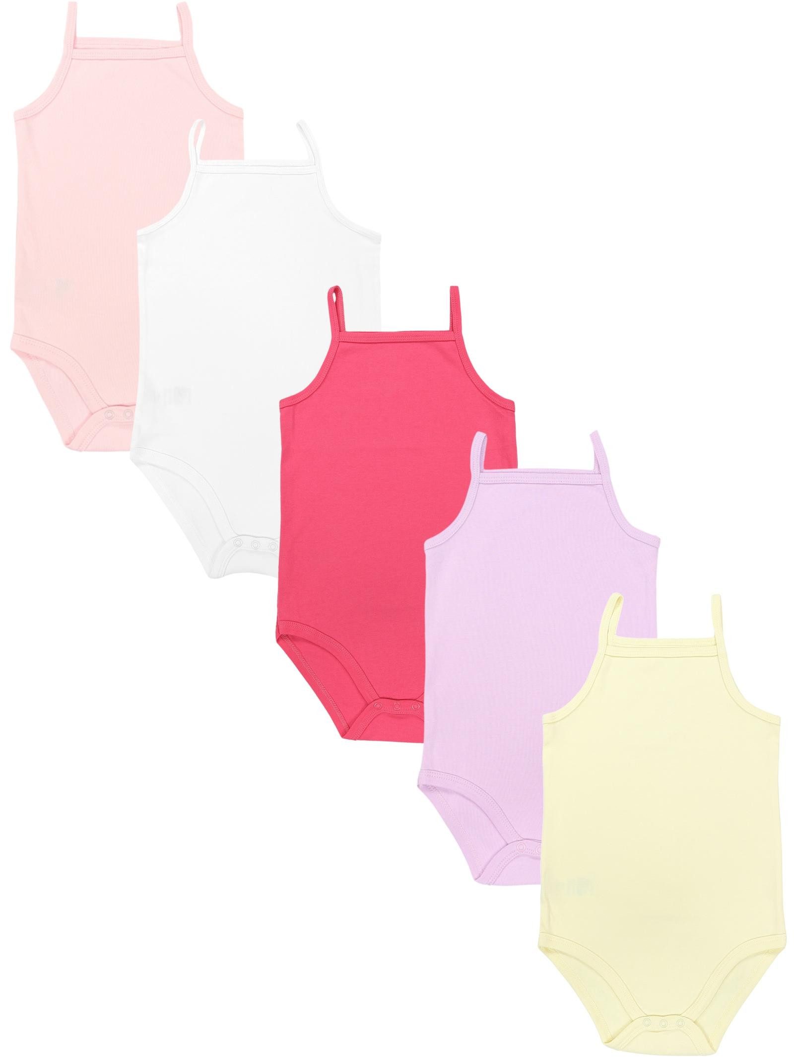 TupTam Body Baby Mädchen Body Ärmellos Sommer Babybody Spaghettiträger 5er Pack