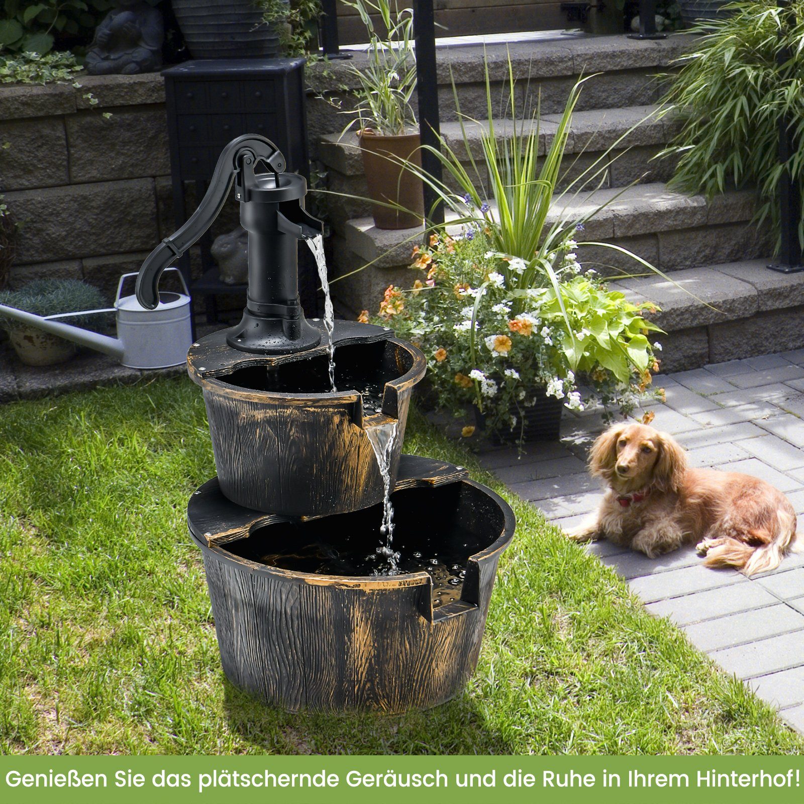 COSTWAY Gartenbrunnen, Wasserbecken BxT: 41,00x45,50 cm, mit Wasserpumpe günstig online kaufen