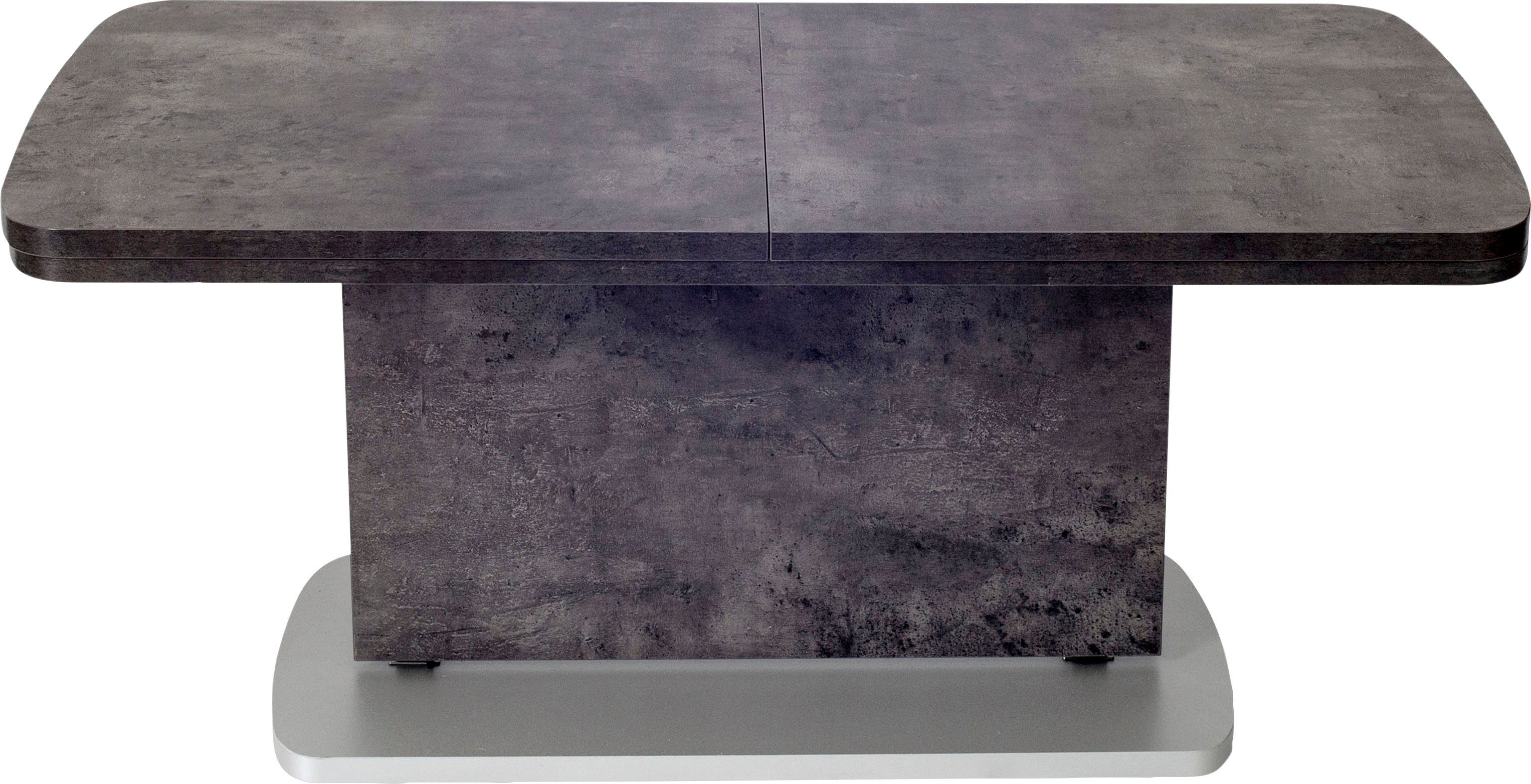 Vierhaus Couchtisch, Platte Dekor, Wangen Dekor, Bodenplatte silberfarbig Dekor beton Optik | grau